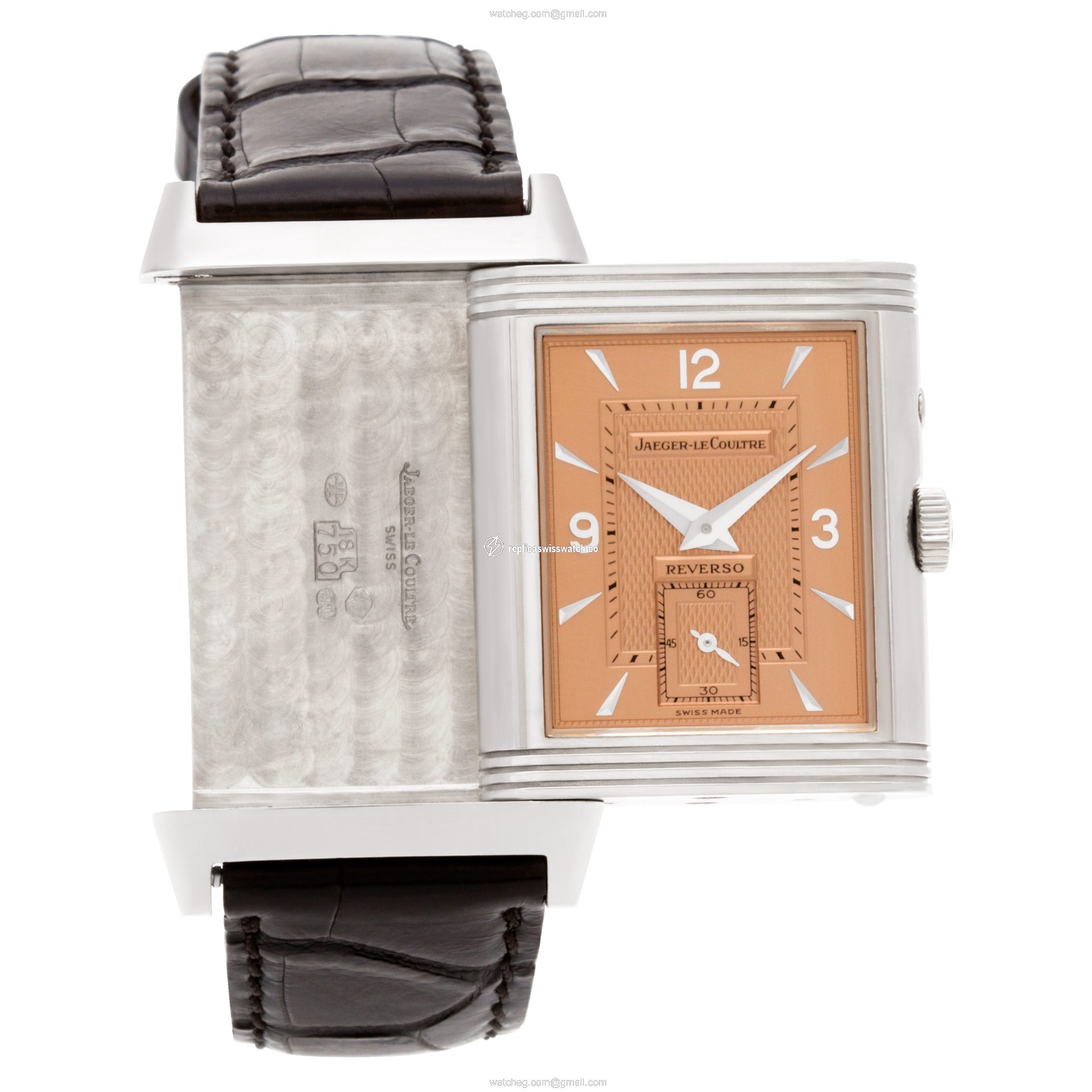 Jaeger LeCoultre 270.0.54R Reverso Manual Male 18k White and Pink Gold Replica