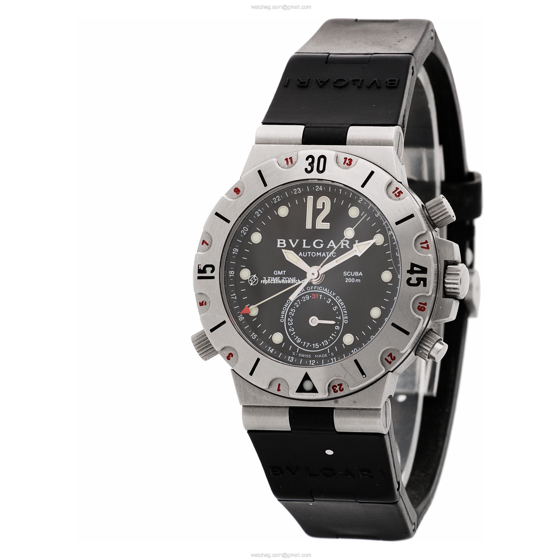 Bvlgari SD38 S GMT Scuba Automatic Unisex Stainless Steel Replica
