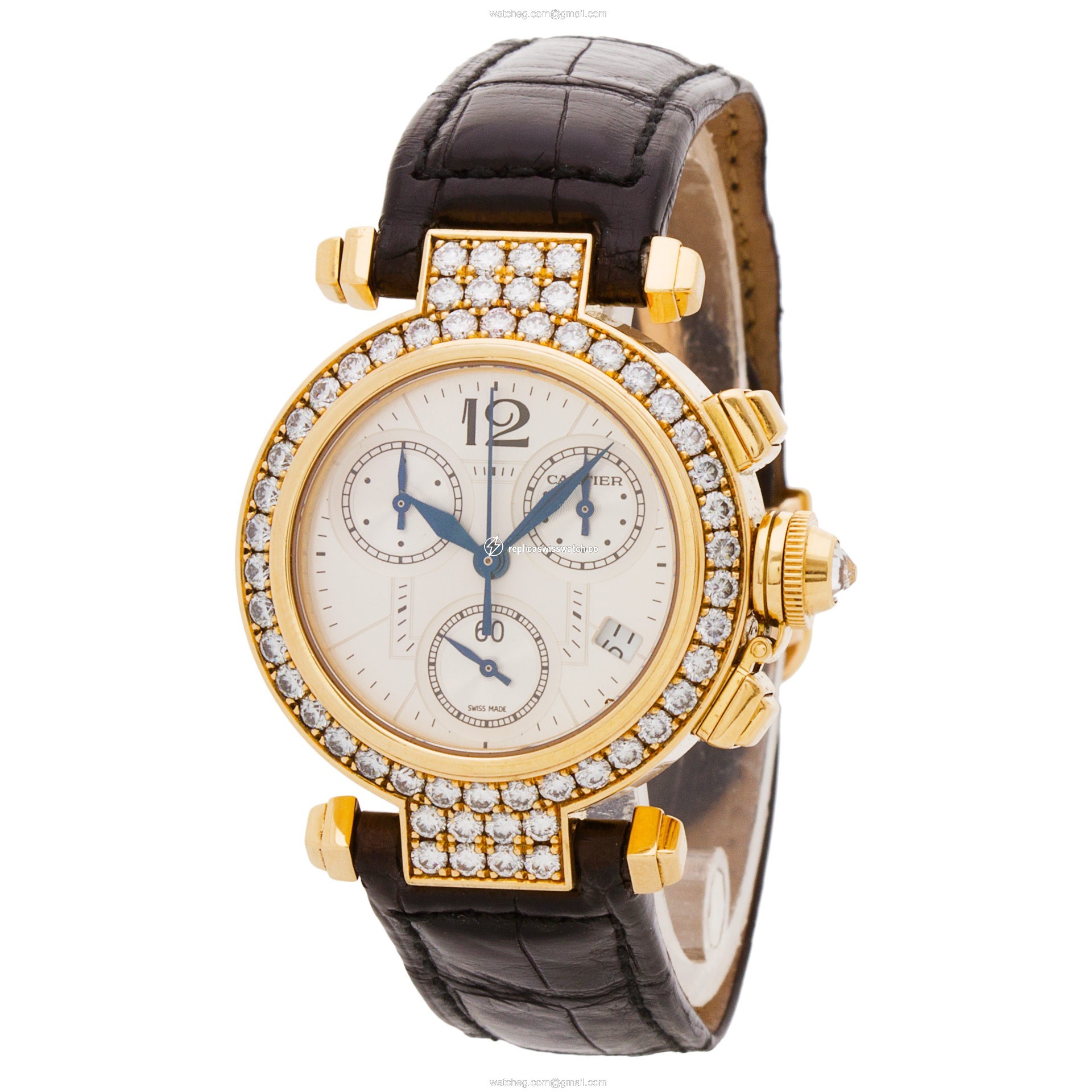 Cartier Cartier 2268 Pasha Chronograph Quartz Female 18k Yellow Gold Replica