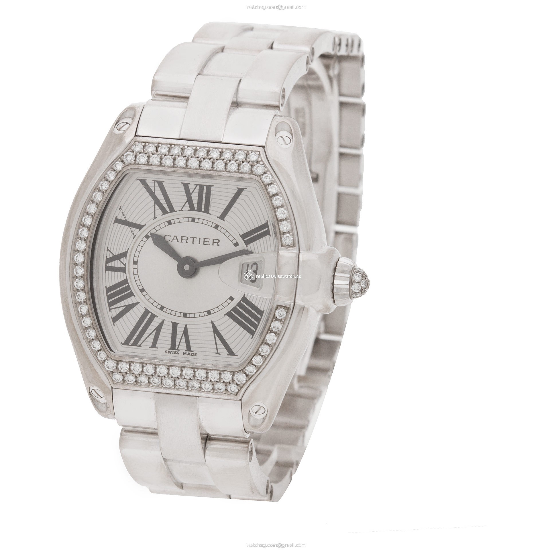 Cartier WE5002X2 Roadster Quartz Female 18k White Gold Replica