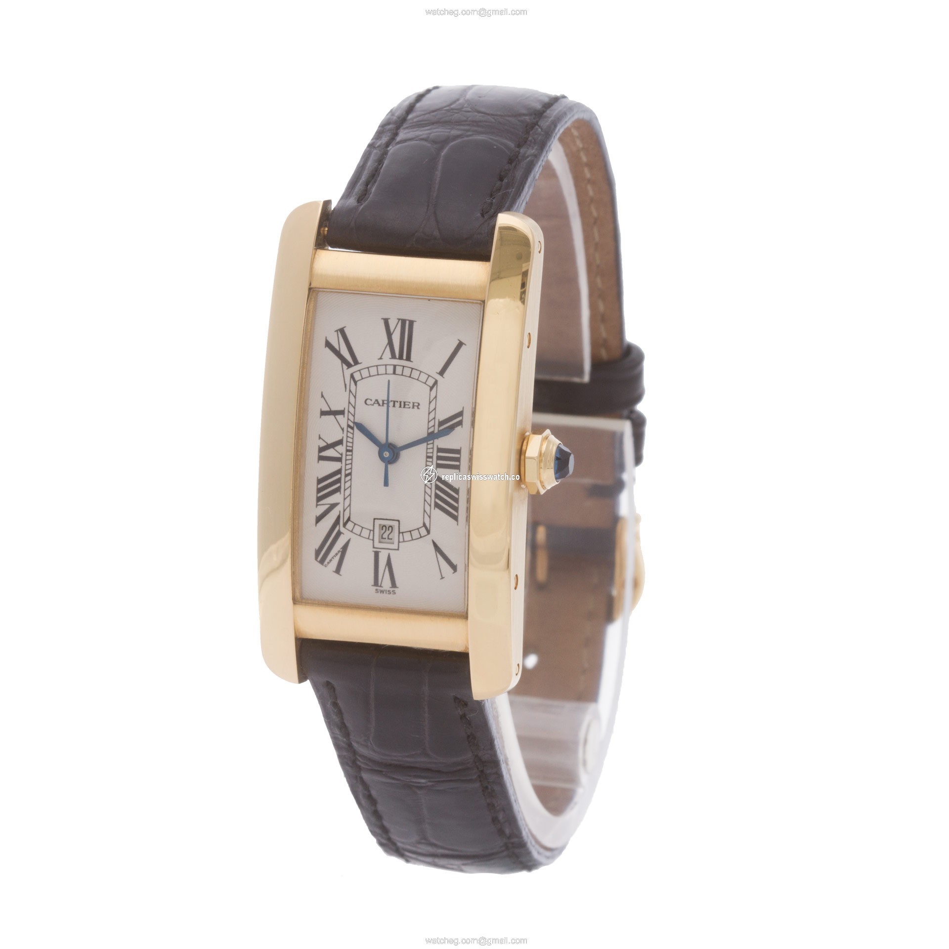 Cartier 1725 Tank Americaine Automatic Male 18k yellow gold Replica
