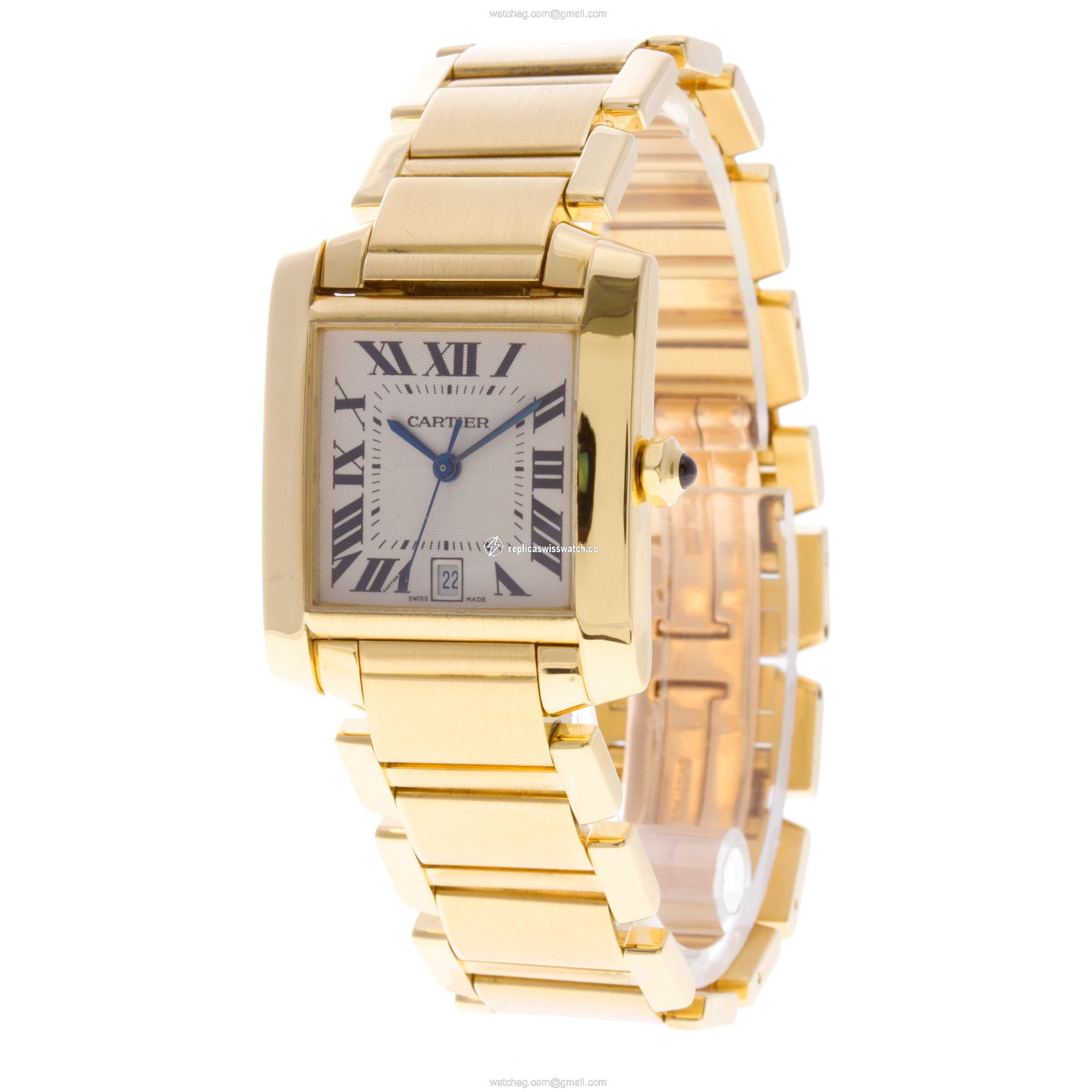 Cartier W5001R2 Fine Pre-owned Cartier Watch Tank Francaise Automatic Male 18k yellow gold Replica