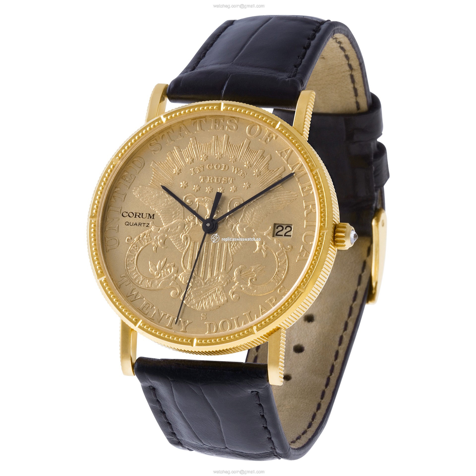 Corum 1902 $20 gold piece Quartz Male 18k yellow gold Replica