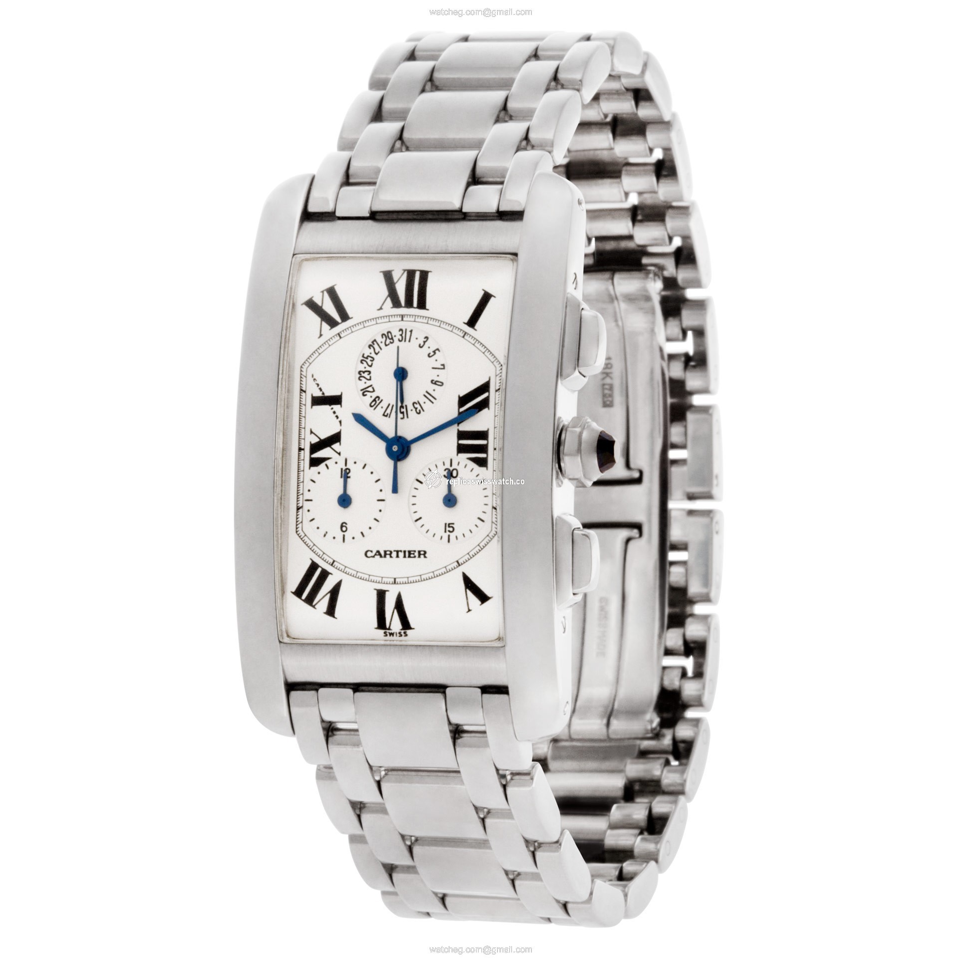 Cartier W26033L1 Tank Americaine Quartz Male 18k White Gold Replica
