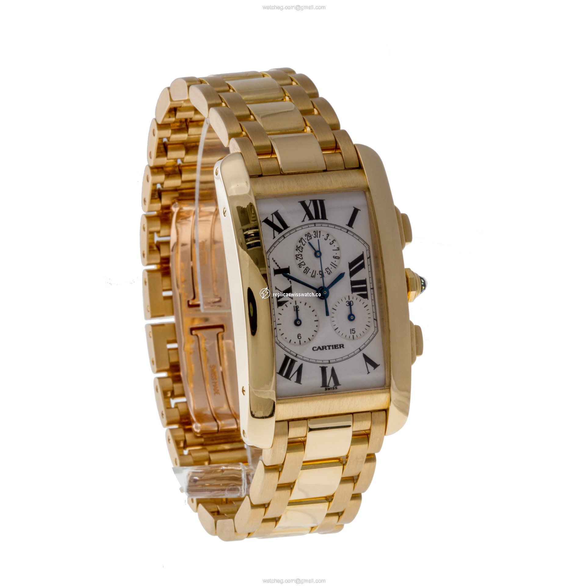 Cartier W2601156 Tank American Quartz Male 18k yellow gold Replica