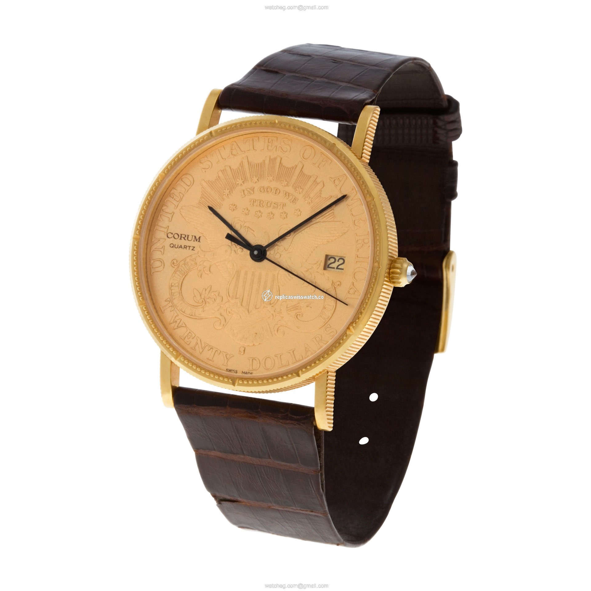Corum 1894 $20 gold piece Quartz Male 18k yellow gold Replica