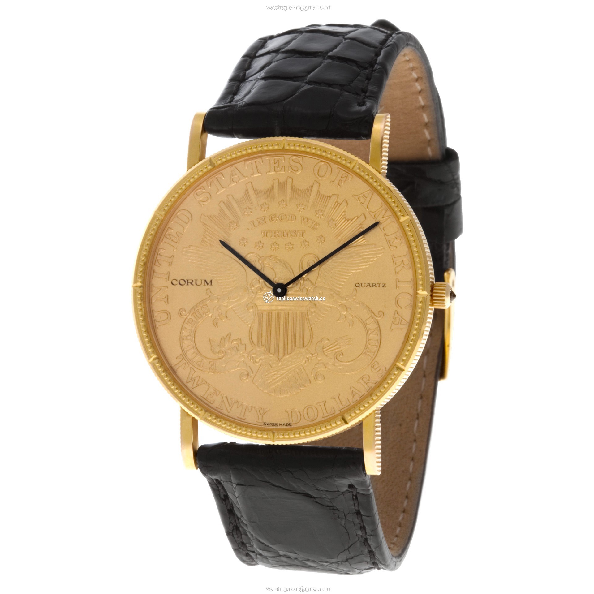 Corum 1876 $20 Coin Quartz Male 18k yellow gold Replica