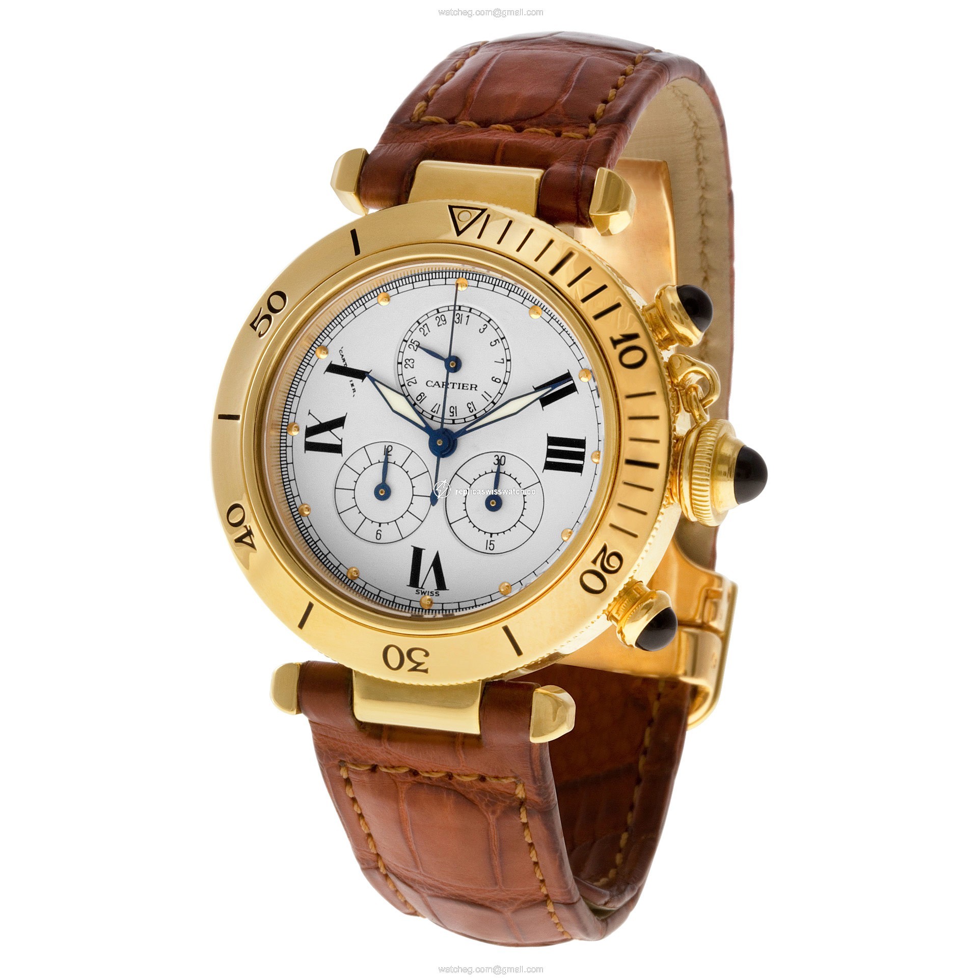 Cartier 1353 Pasha 35 Quartz Unisex 18k yellow gold Replica