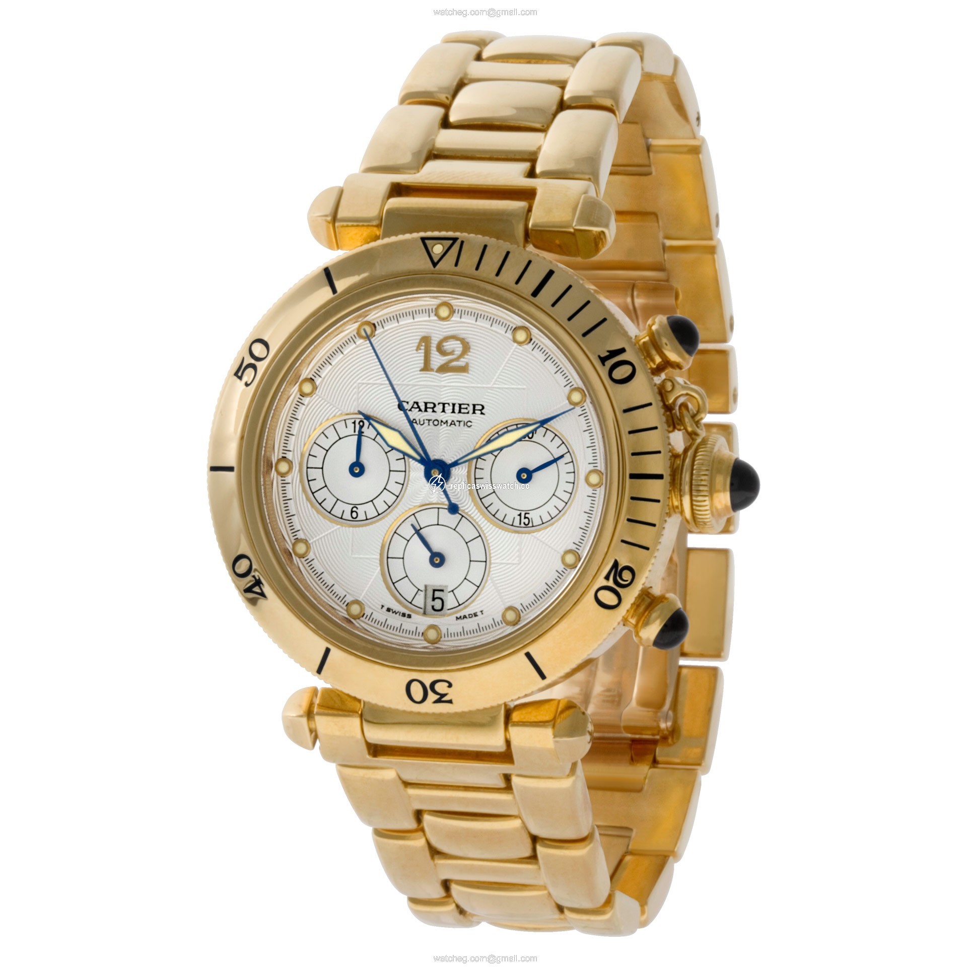 Cartier 2111 Pasha 38 Automatic Male 18k yellow gold Replica