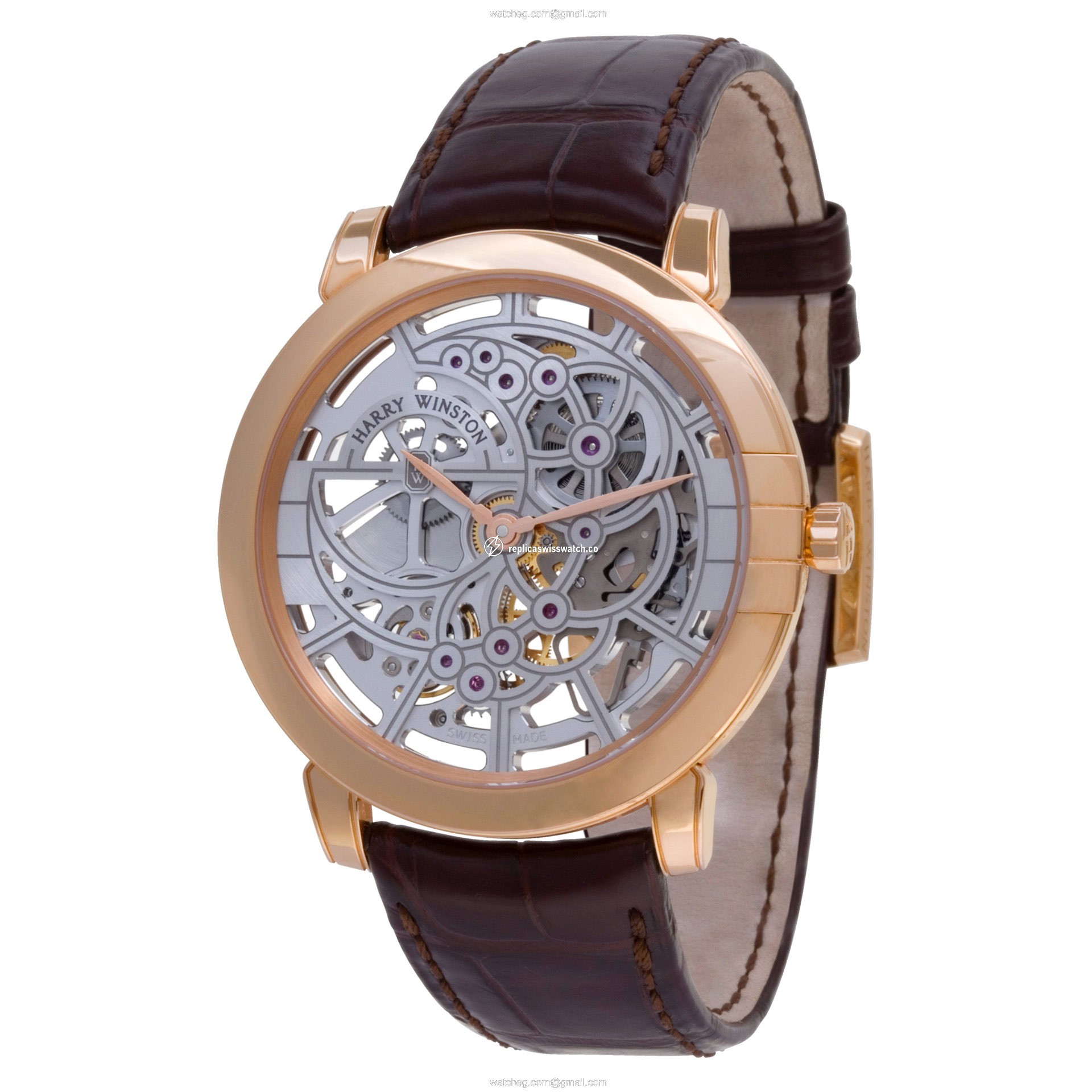Harry Winston MIDAHM42RR01 Midnight Skeleton Automatic Male 18k rose gold Replica