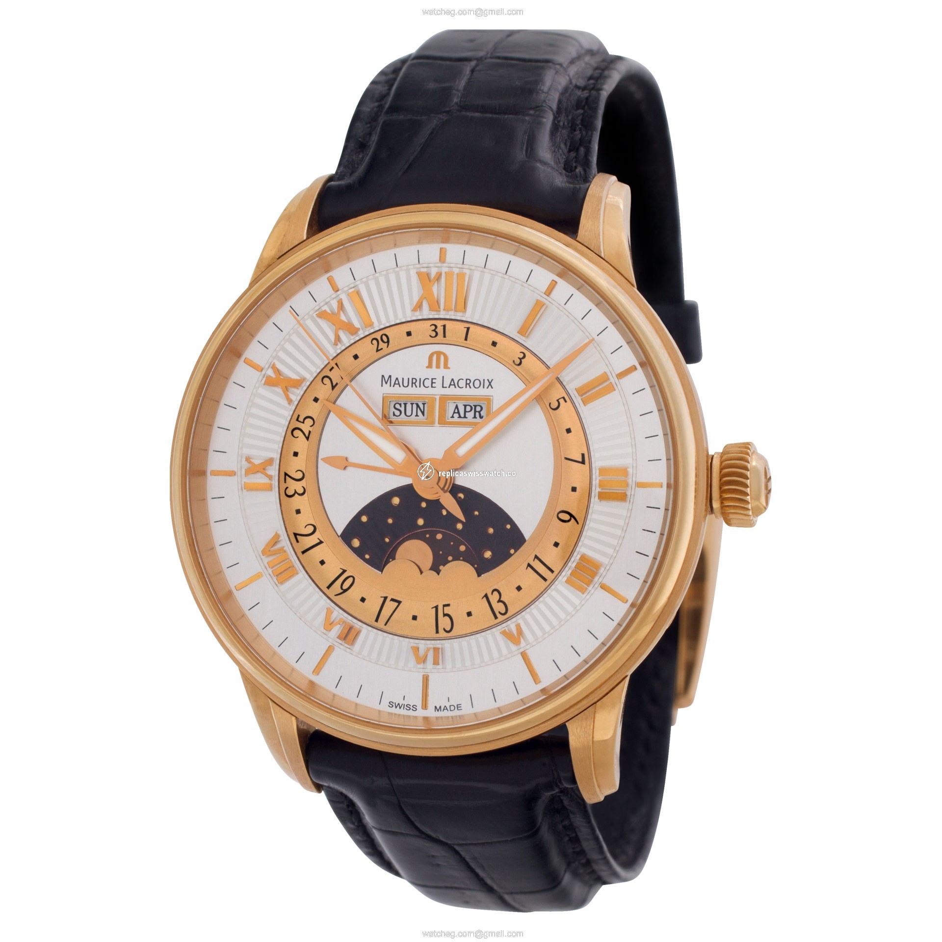 Maurice Lacroix MP6428-PG101-11E Masterpiece Phase de Lune Automatic Male 18k rose gold Replica