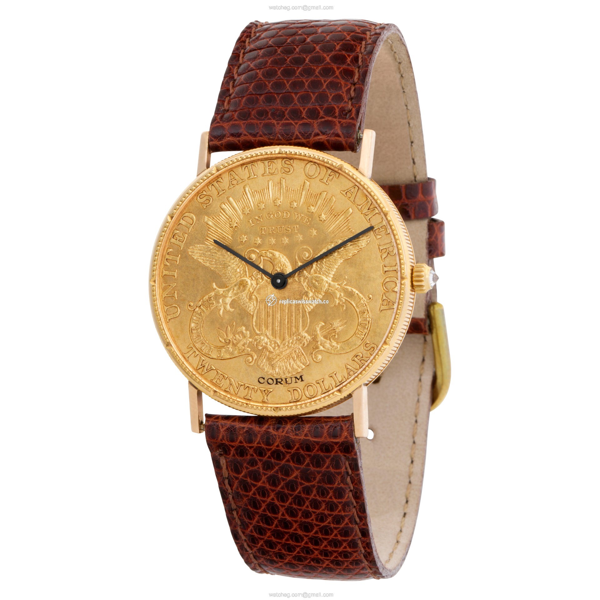 Corum 1896 $20 Coin Quartz Male 18k yellow gold Replica