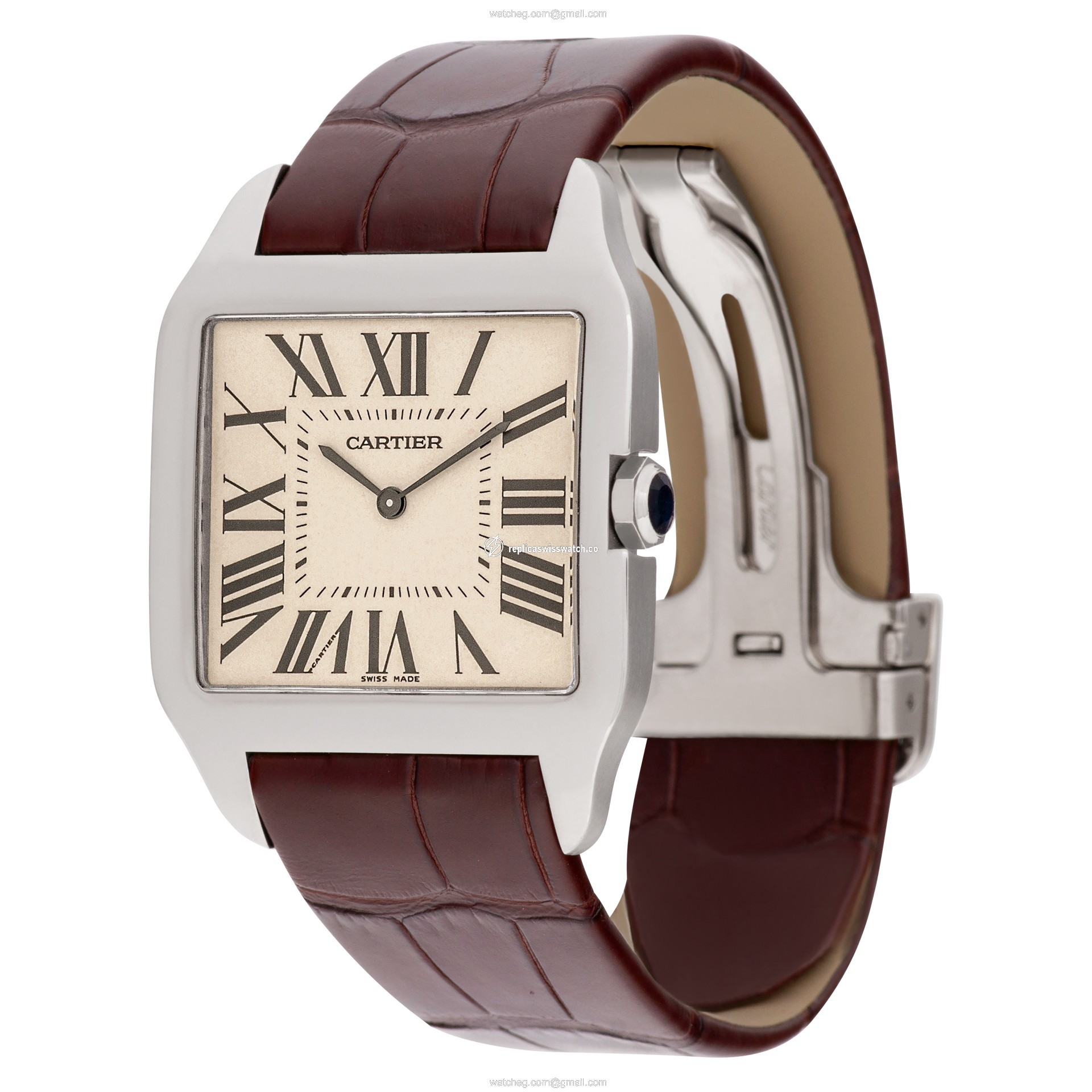 Cartier W2007051 Santos Dumont Manual Male 18k White Gold Replica