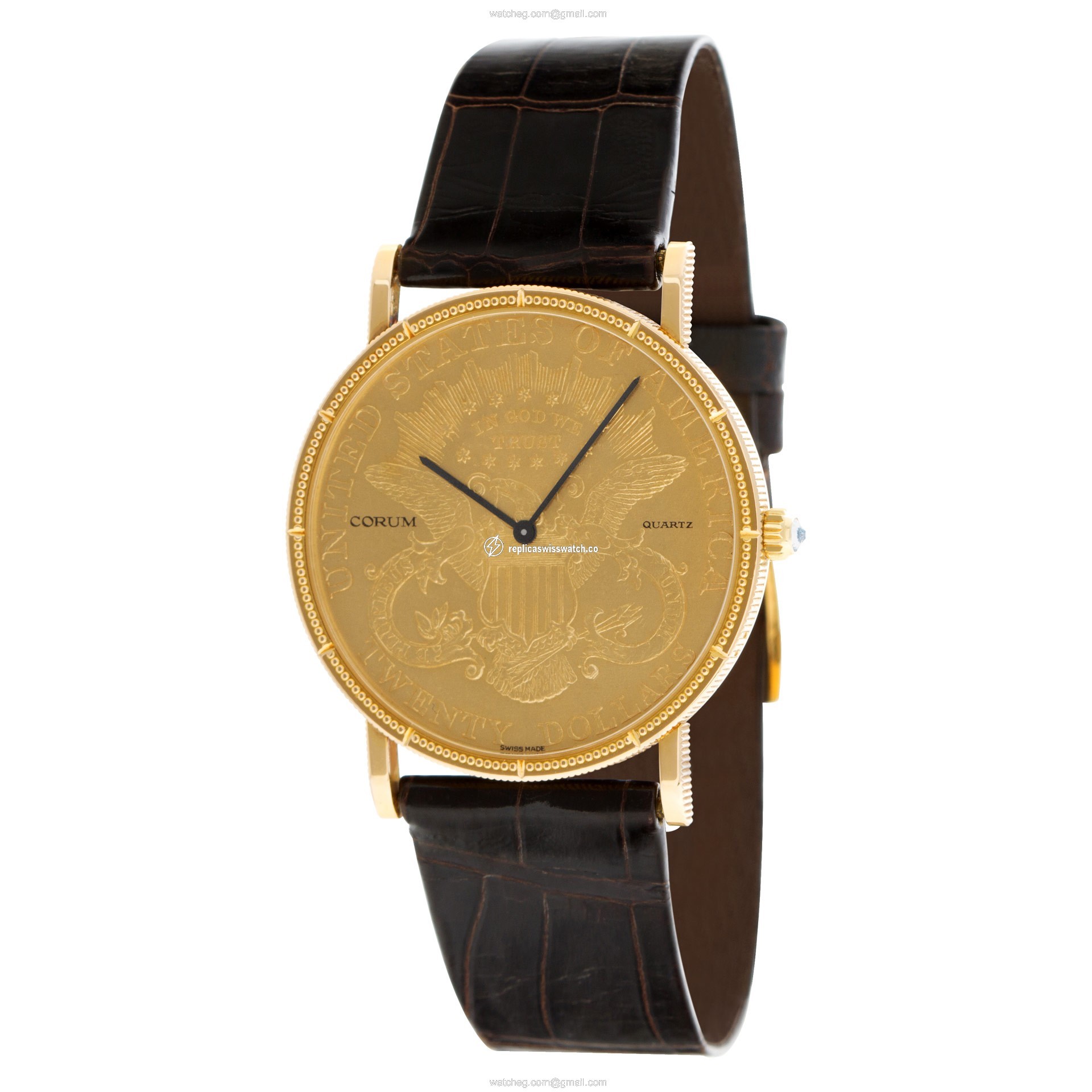 Corum 4414556 $20 Coin Quartz Male 18k yellow gold Replica