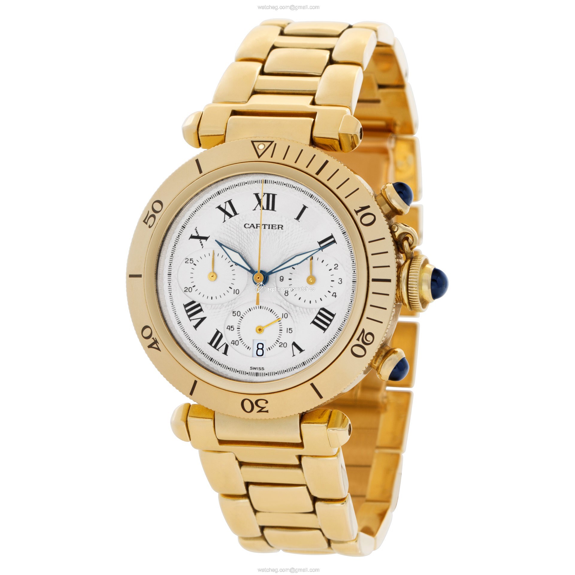Cartier w30009D1 Pasha 38 Quartz Male 18k yellow gold Replica