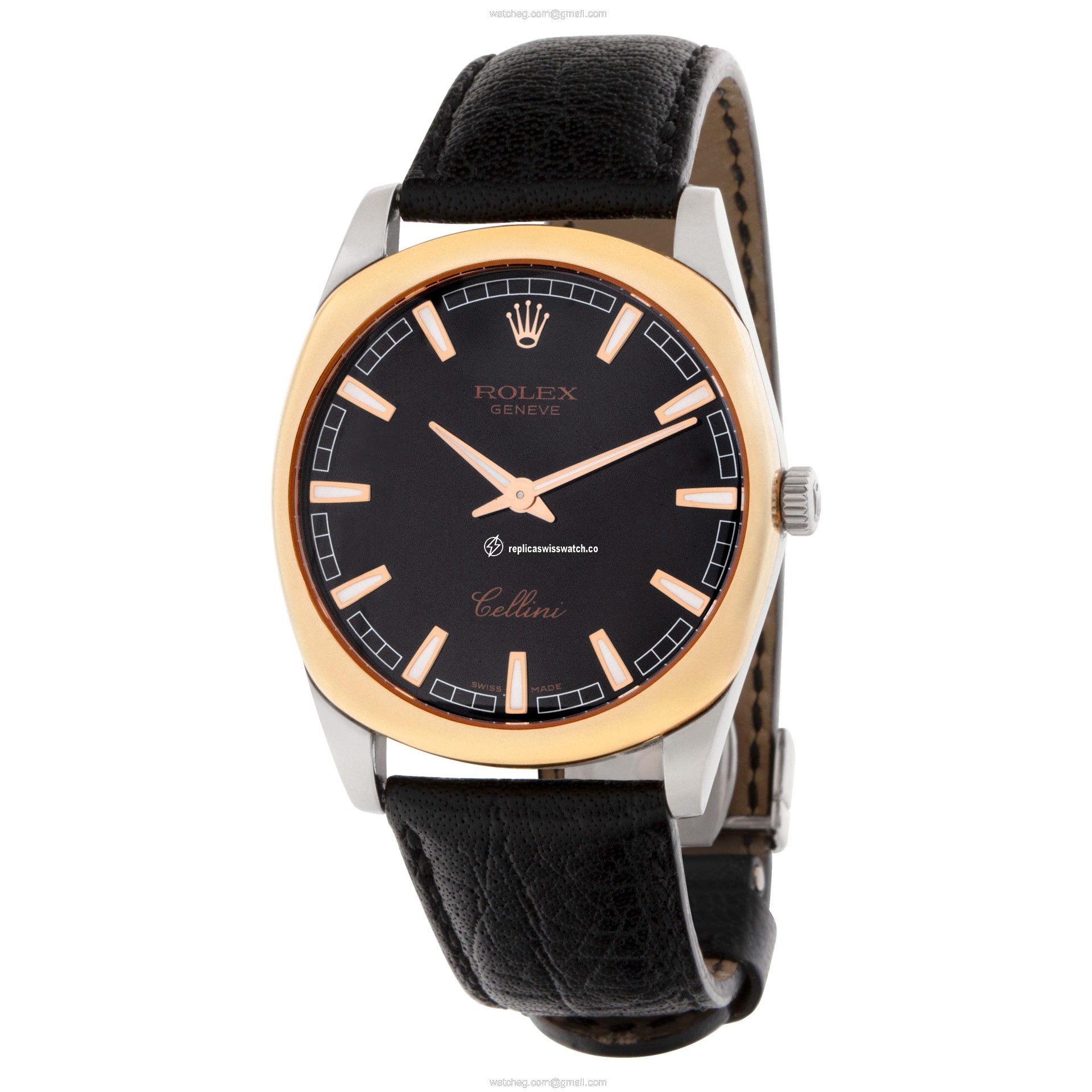 Rolex 4243 Cellini Manual Male 18k White and Pink Gold Replica
