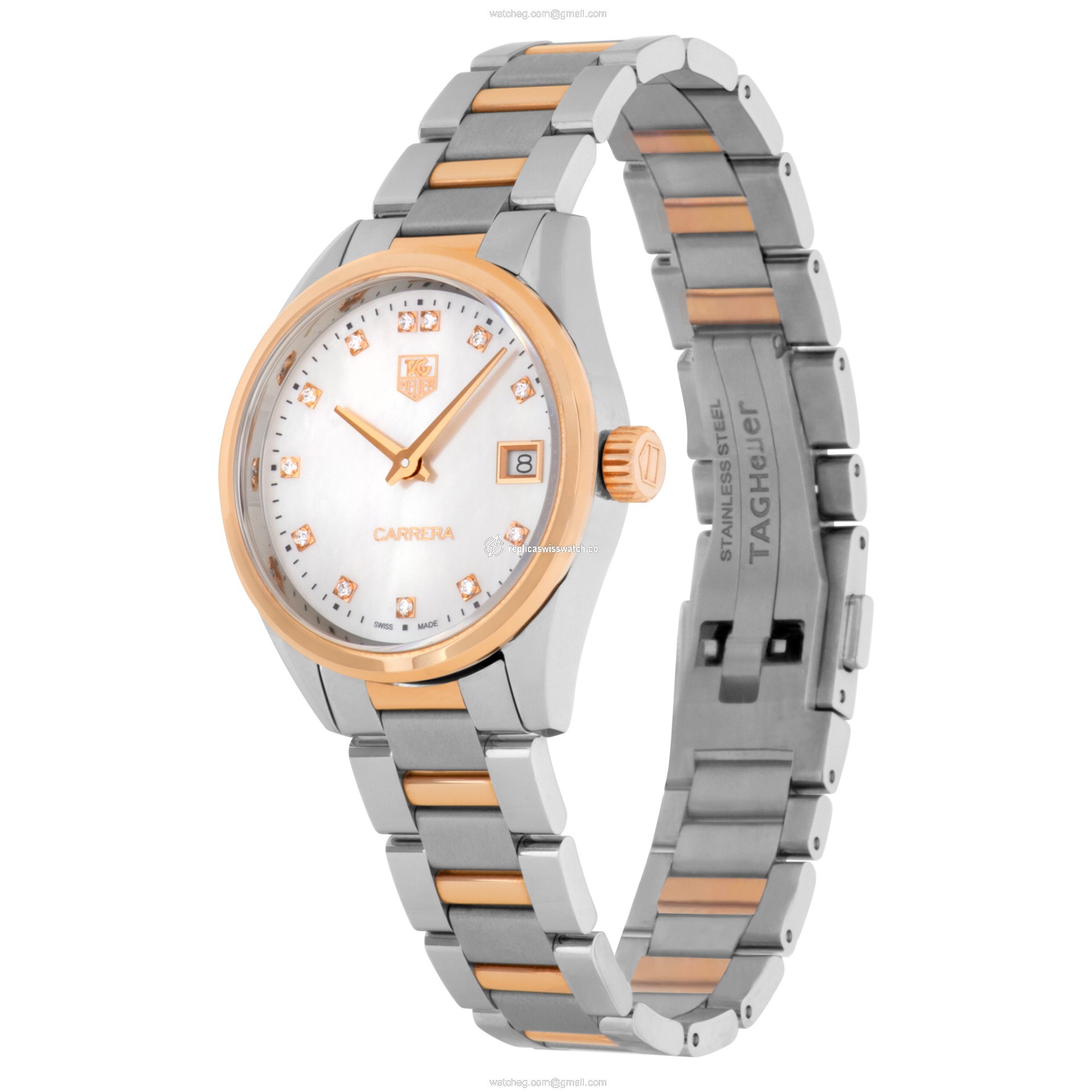 Tag Heuer WAR1352.BD0779 Carrera Quartz Female 18k rose gold & stainless steel Replica