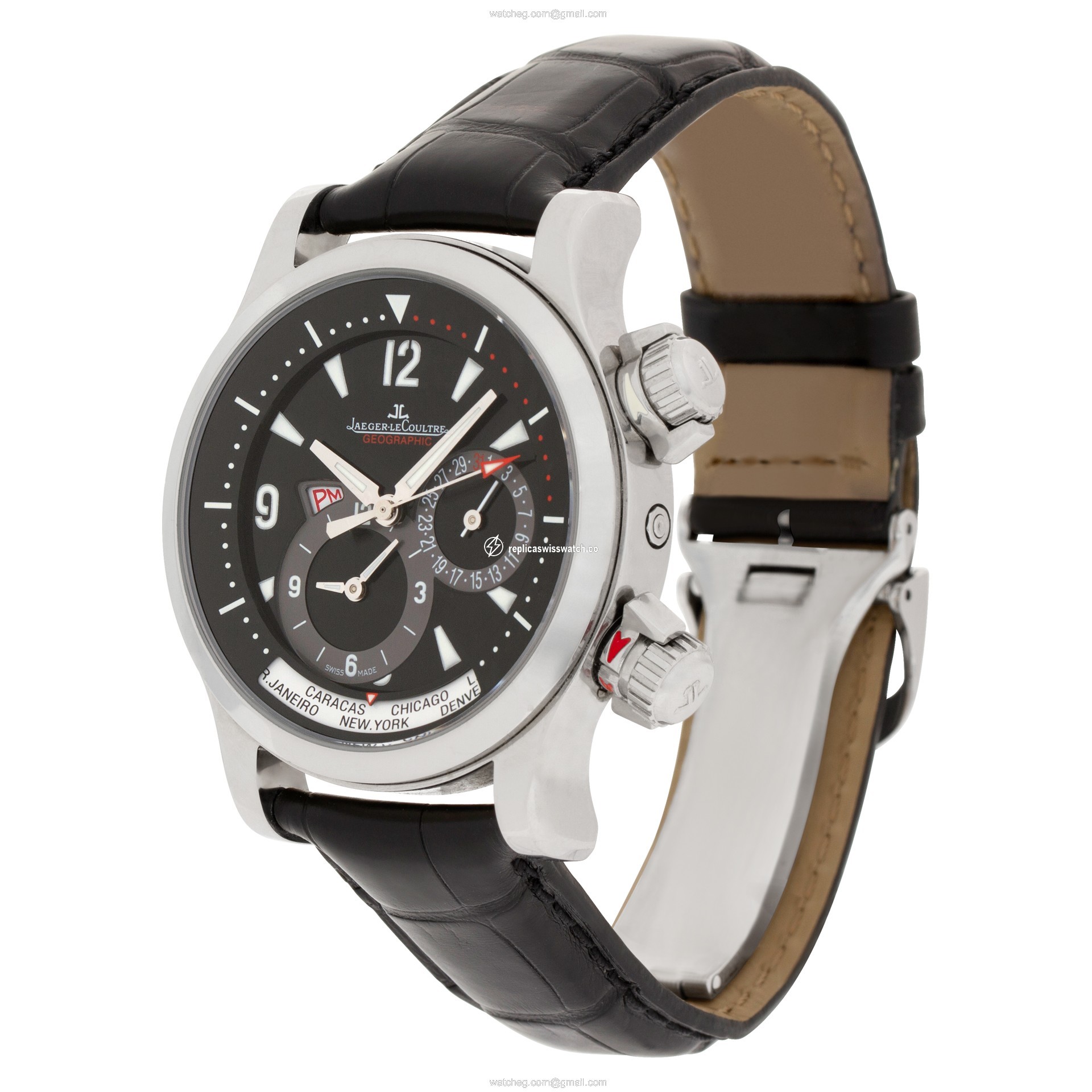 Jaeger LeCoultre 146.8.83 Geographic Automatic Male Stainless Steel Replica