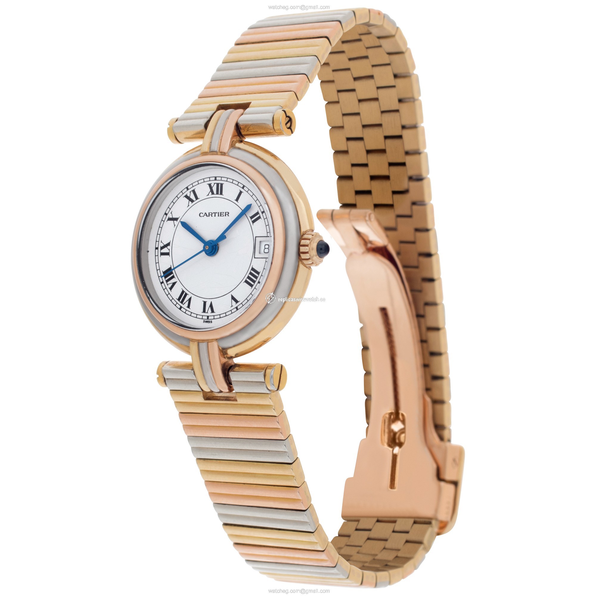 Cartier Cartier 1344 Vendome Quartz Female 18k White, Yellow & Pink Gold Replica