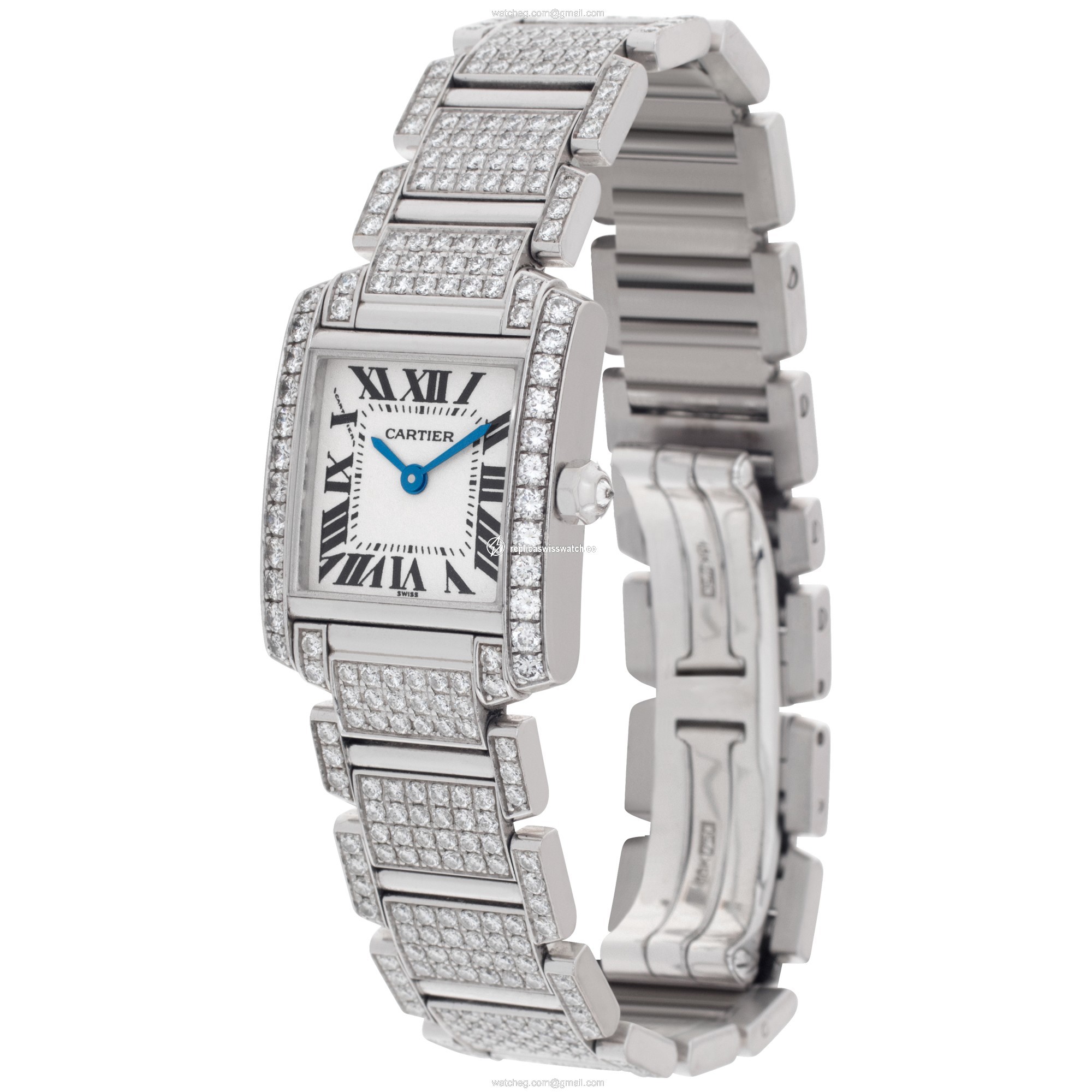 Cartier 2365 Tank Francaise Quartz Female 18k White Gold Replica