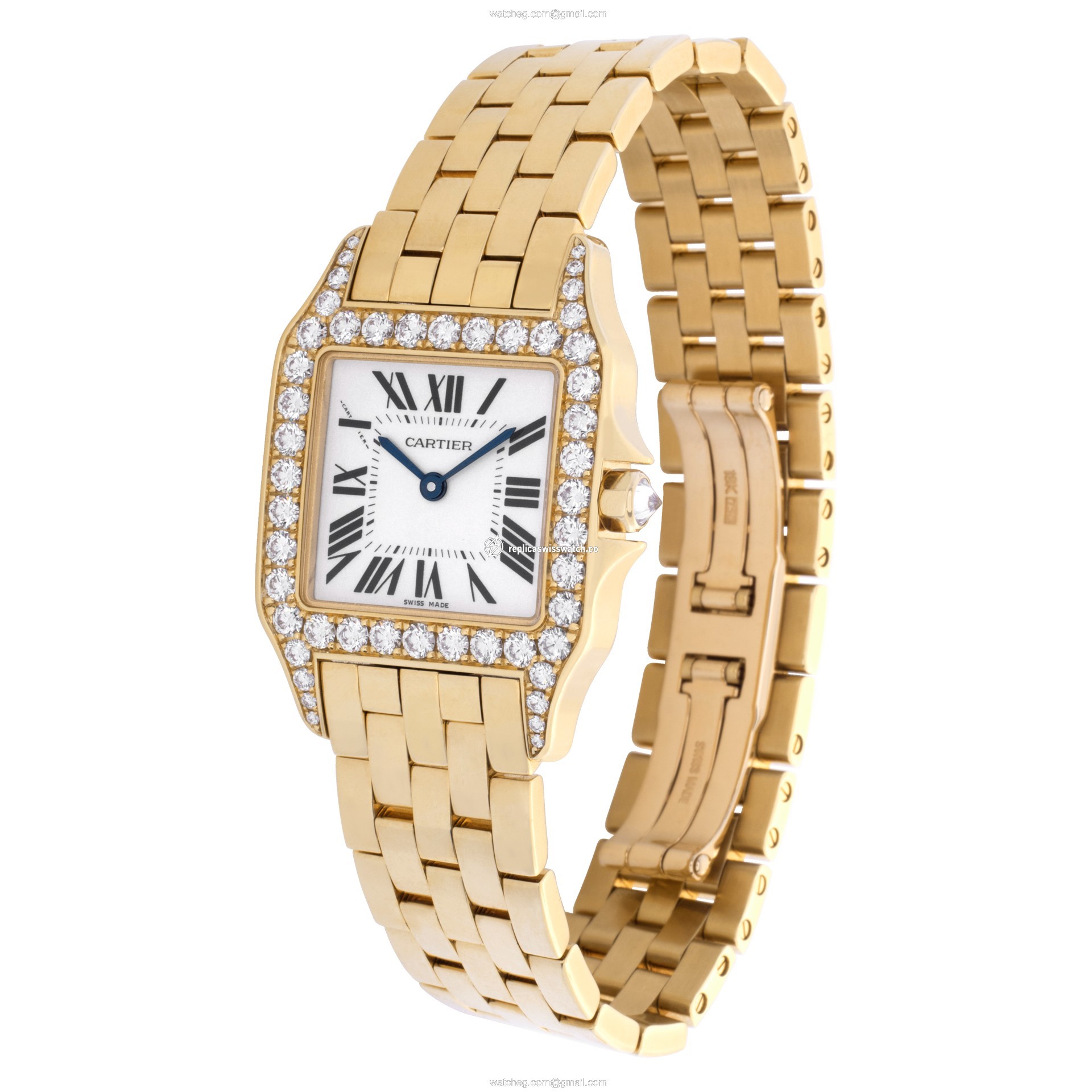 Cartier WF9002Y7 Santos Demoiselle Quartz Unisex 18k Yellow Gold Replica