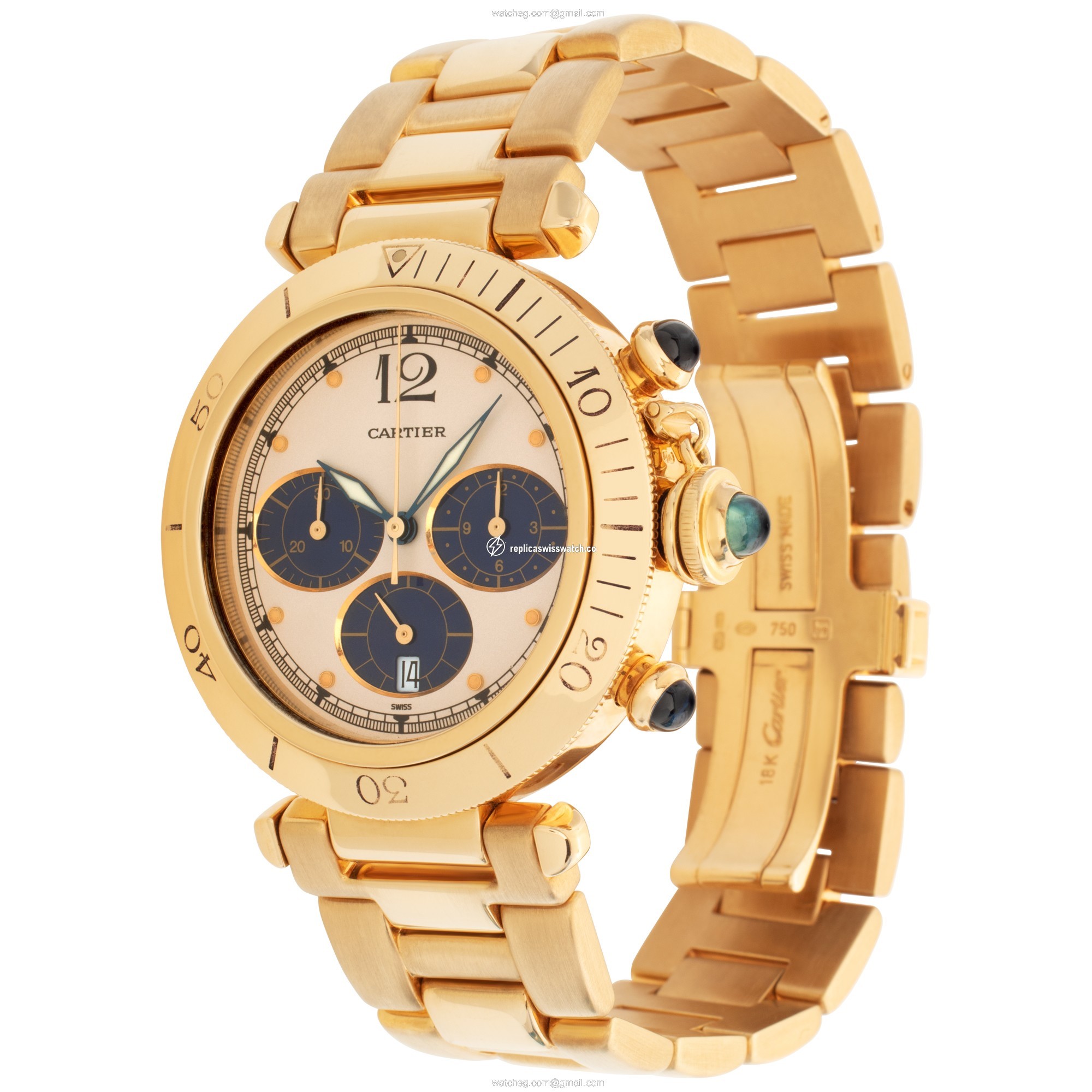 Cartier 30009 Pasha Chronograph Quartz Unisex 18k yellow gold Replica