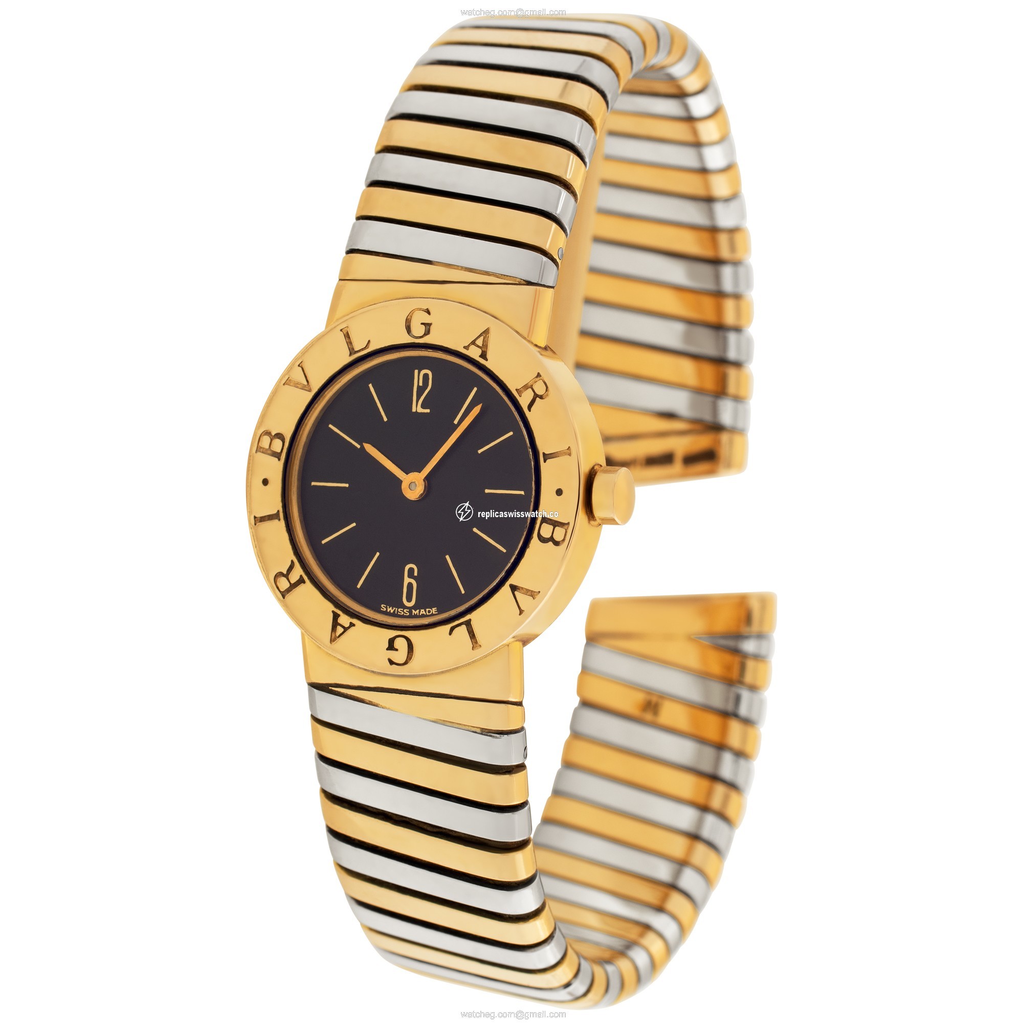 Bvlgari BB23 2T Tubogas Quartz Female 18k White & Yellow Gold Replica