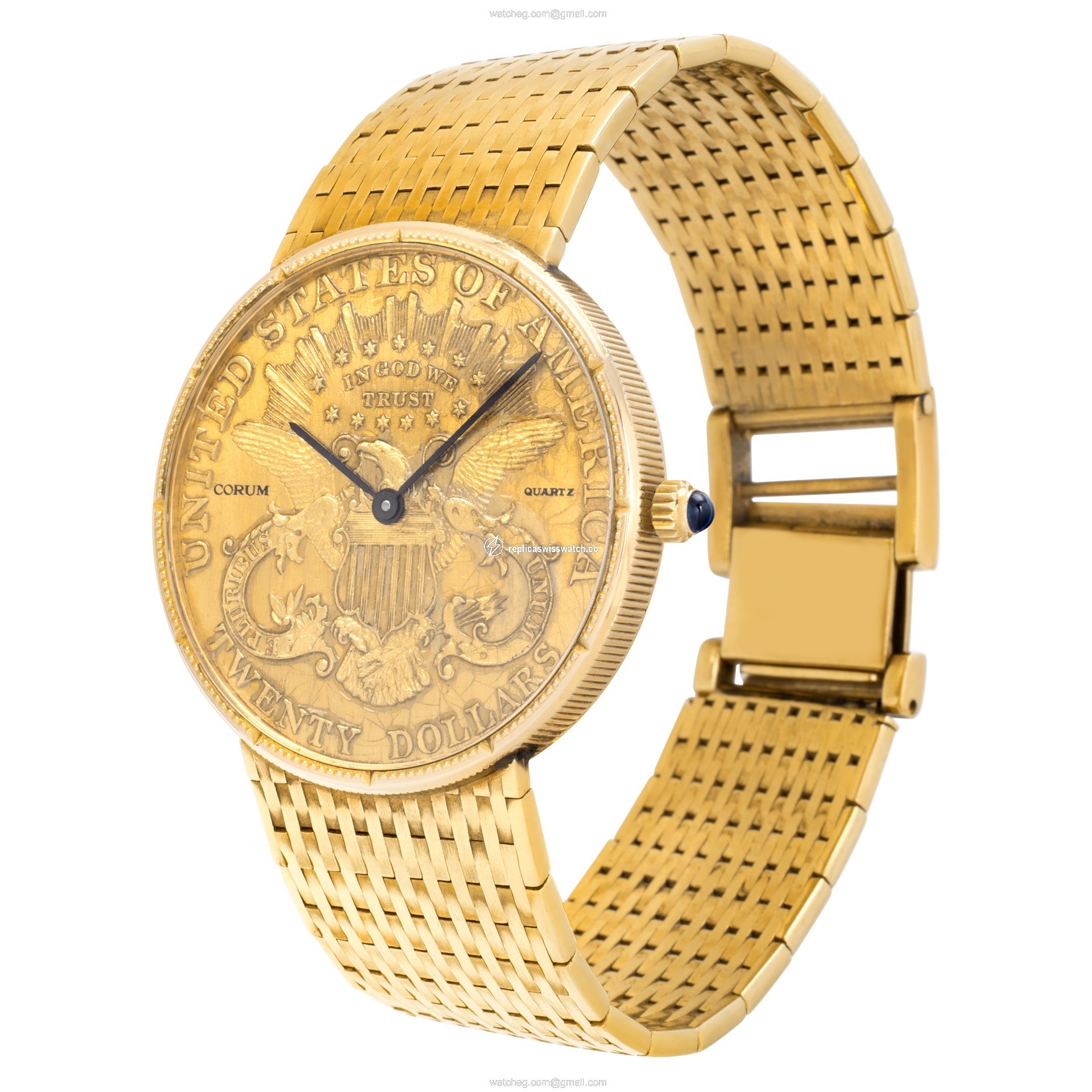Corum 1906 $20 Coin Quartz Male 18k yellow gold Replica