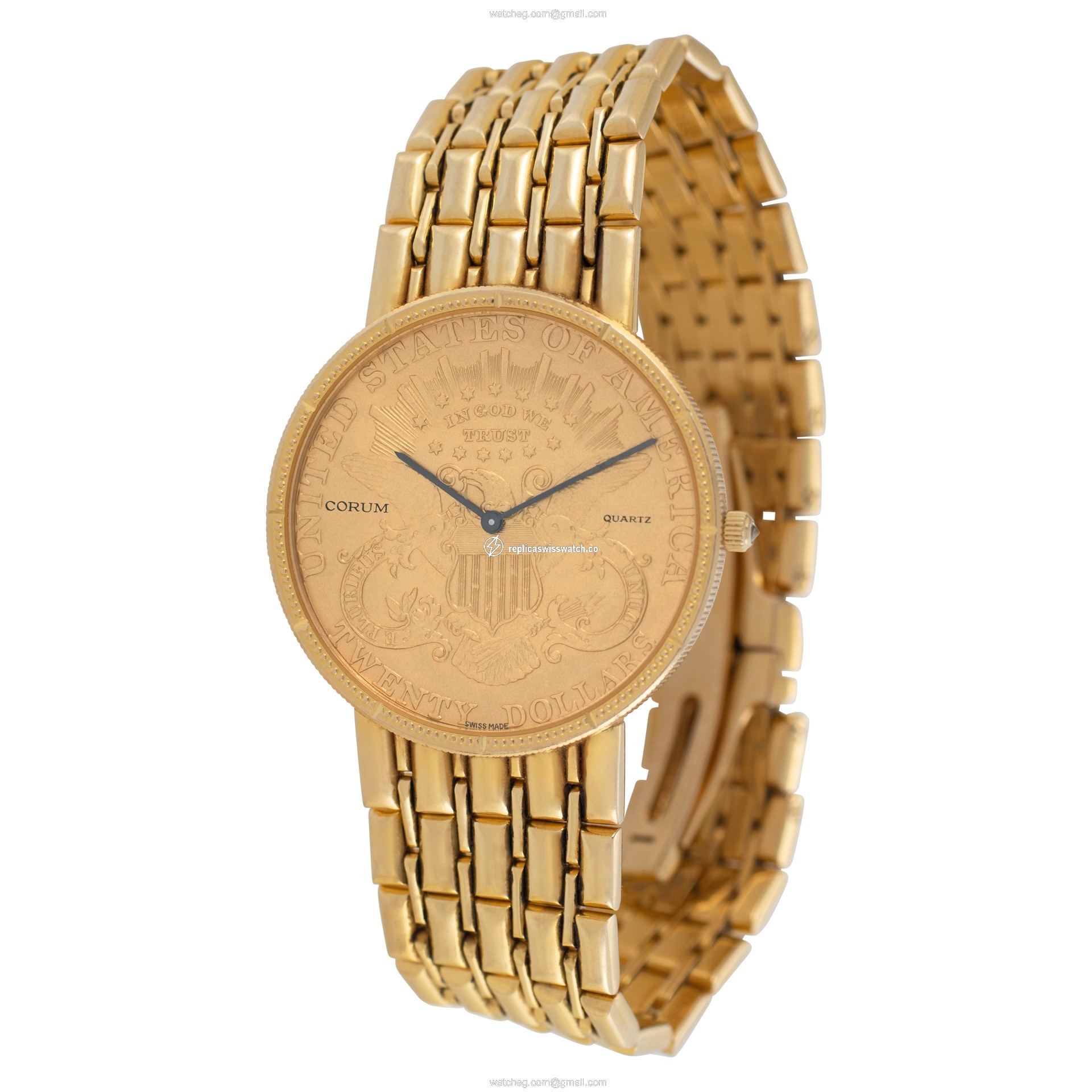 Corum Corum 2872 $20 gold piece Quartz Male 18k yellow gold Replica