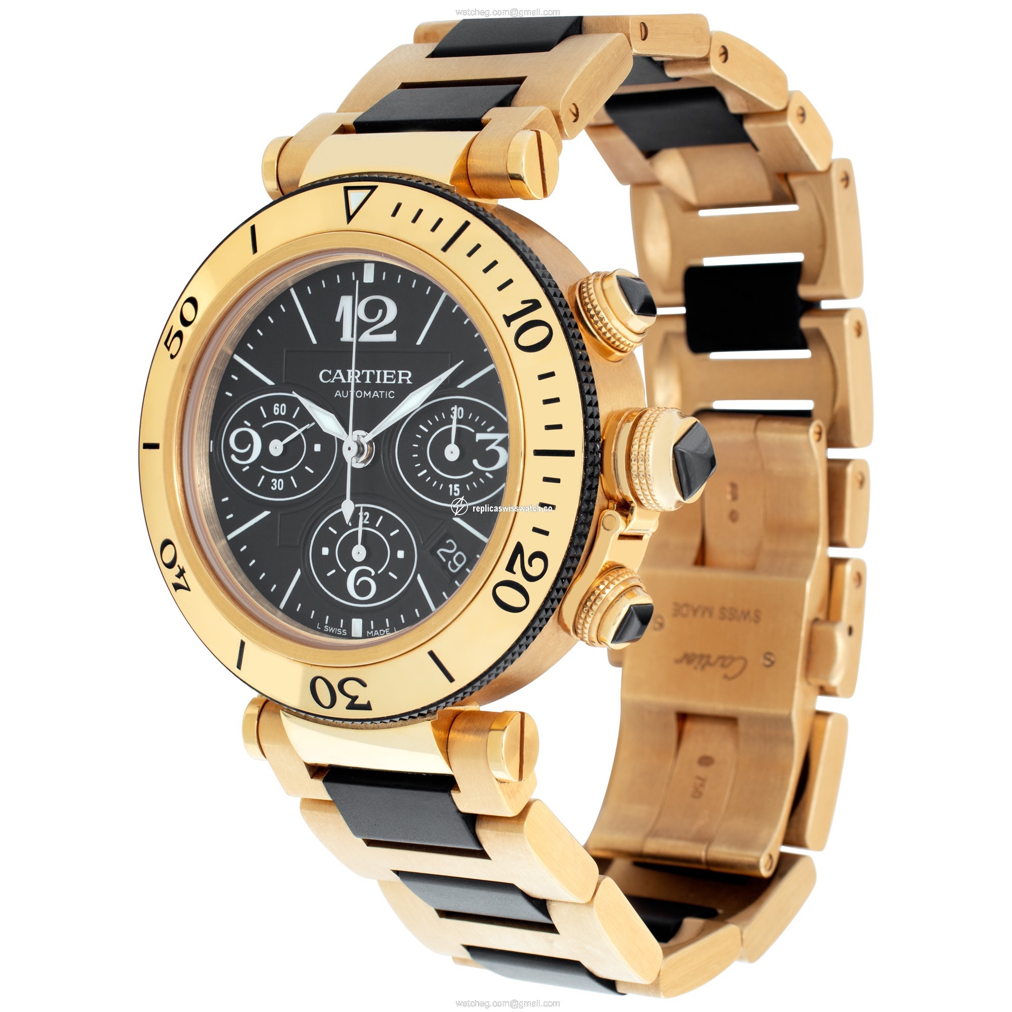 Cartier W301970M Pasha Seatimer Chrono Automatic Unisex 18k yellow gold Replica
