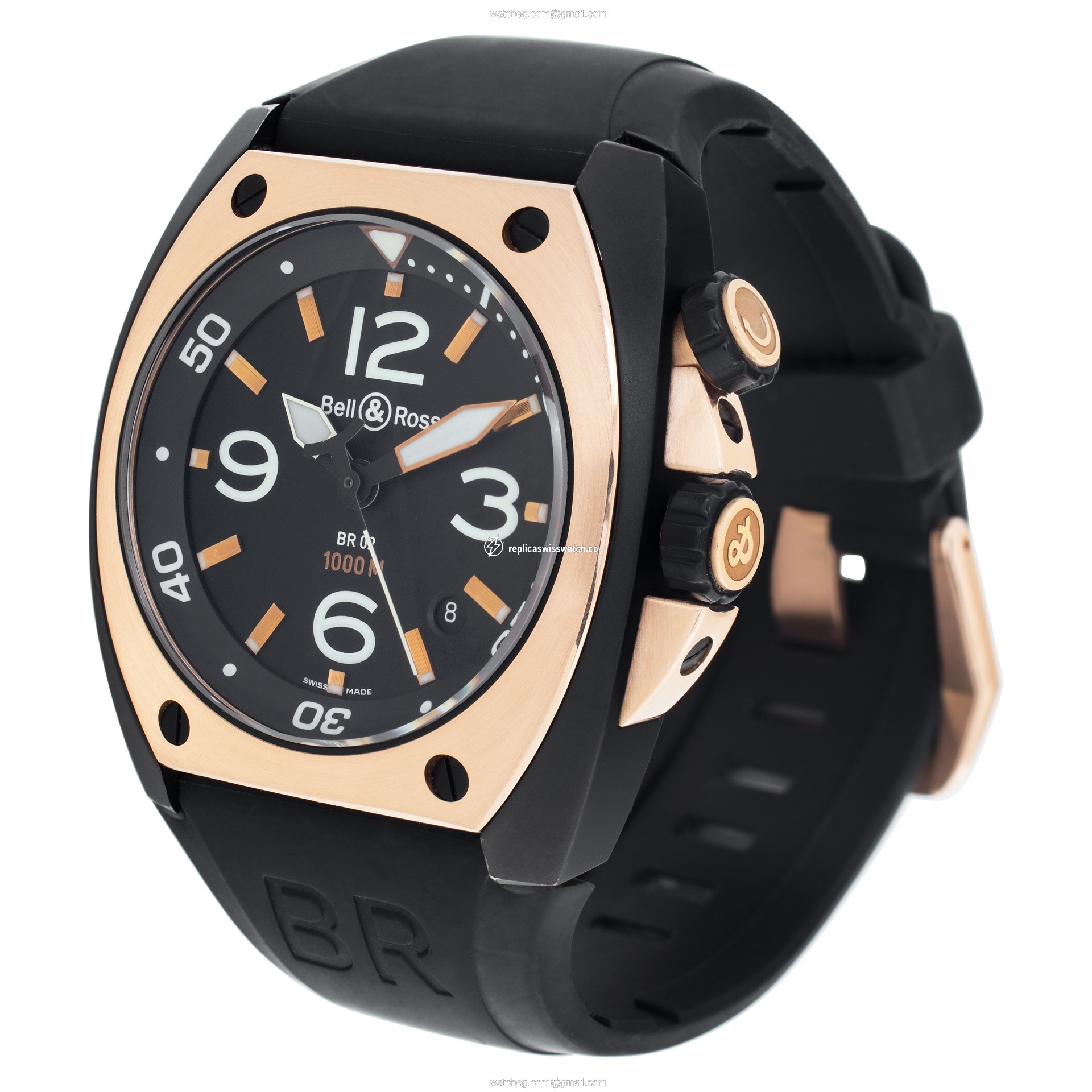 Bell & Ross BR02-PINKGOLD-CA Marine Automatic Male Stainless Steel Replica