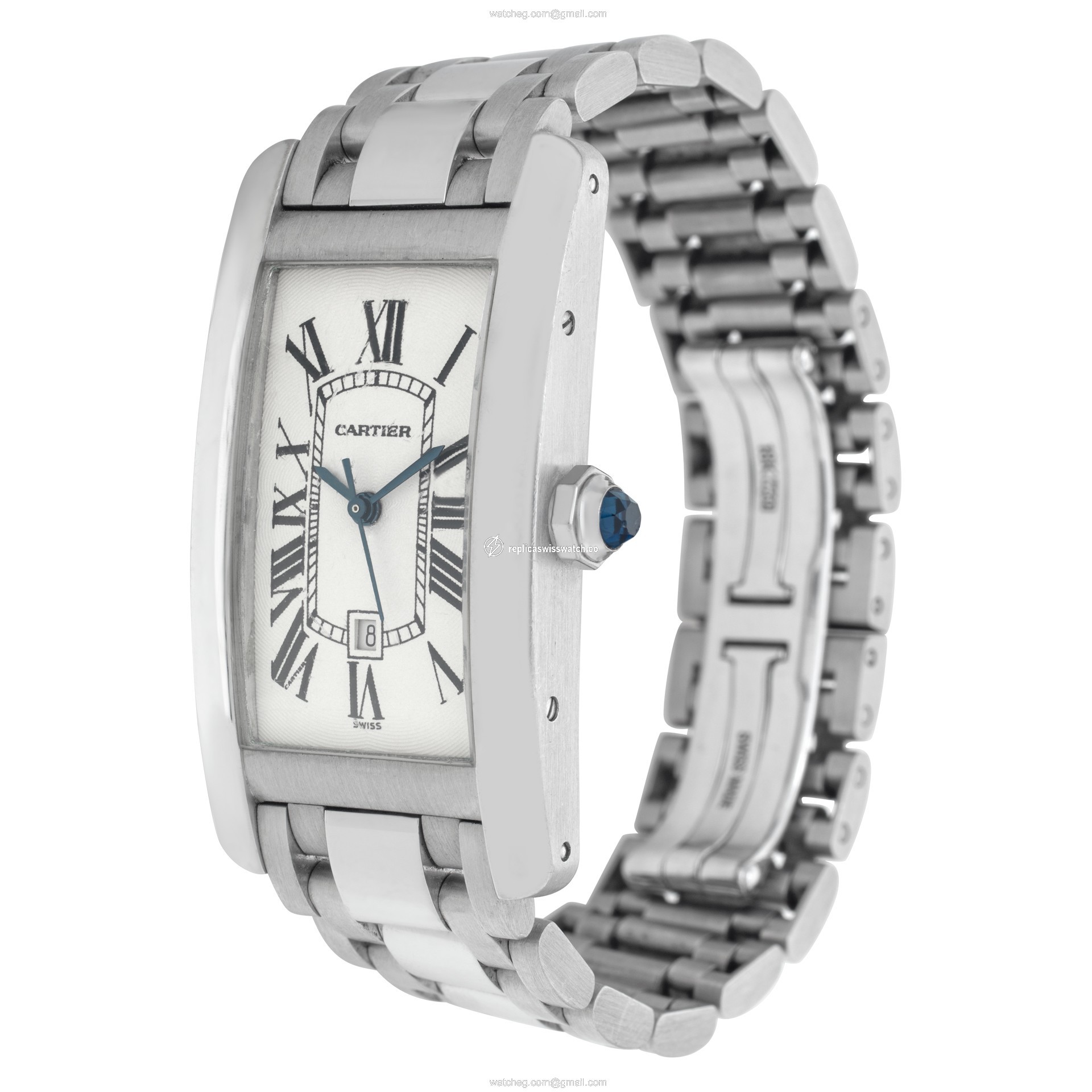 Cartier W26036L1 Tank Americaine Automatic Unisex 18k White Gold Replica