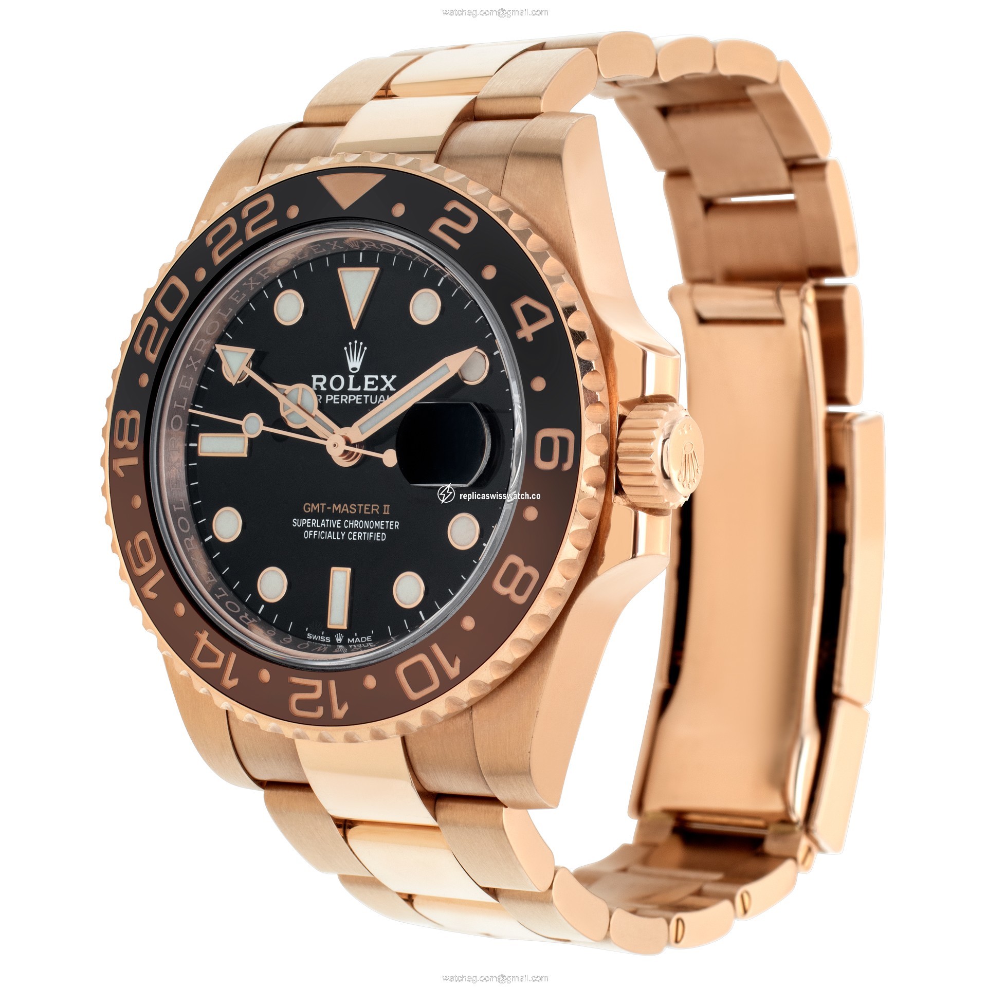 Rolex 126715CHNR GMT-Master II Automatic Unisex 18k rose gold Replica