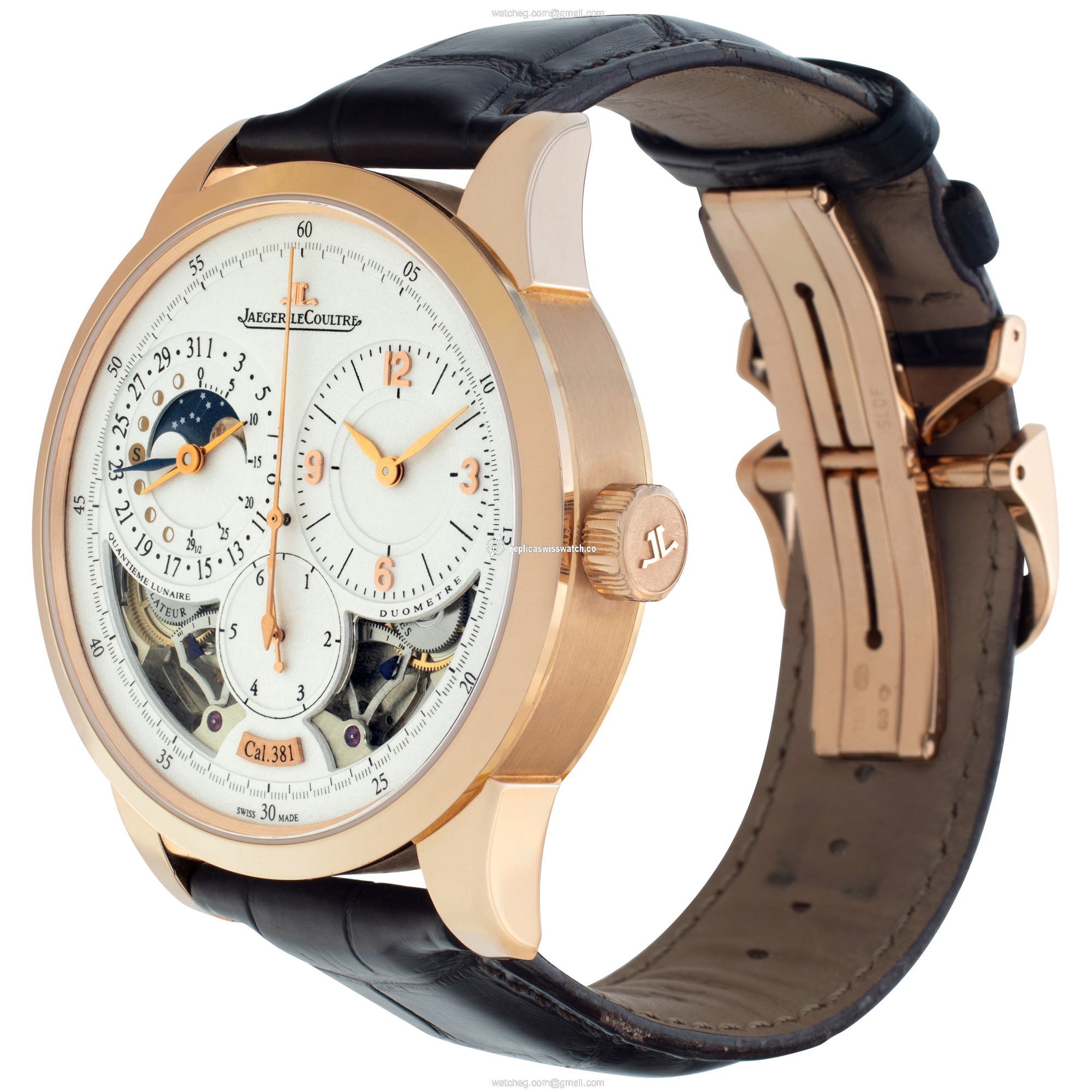 Jaeger LeCoultre 6042422 Quantieme Manual Male 18k rose gold Replica