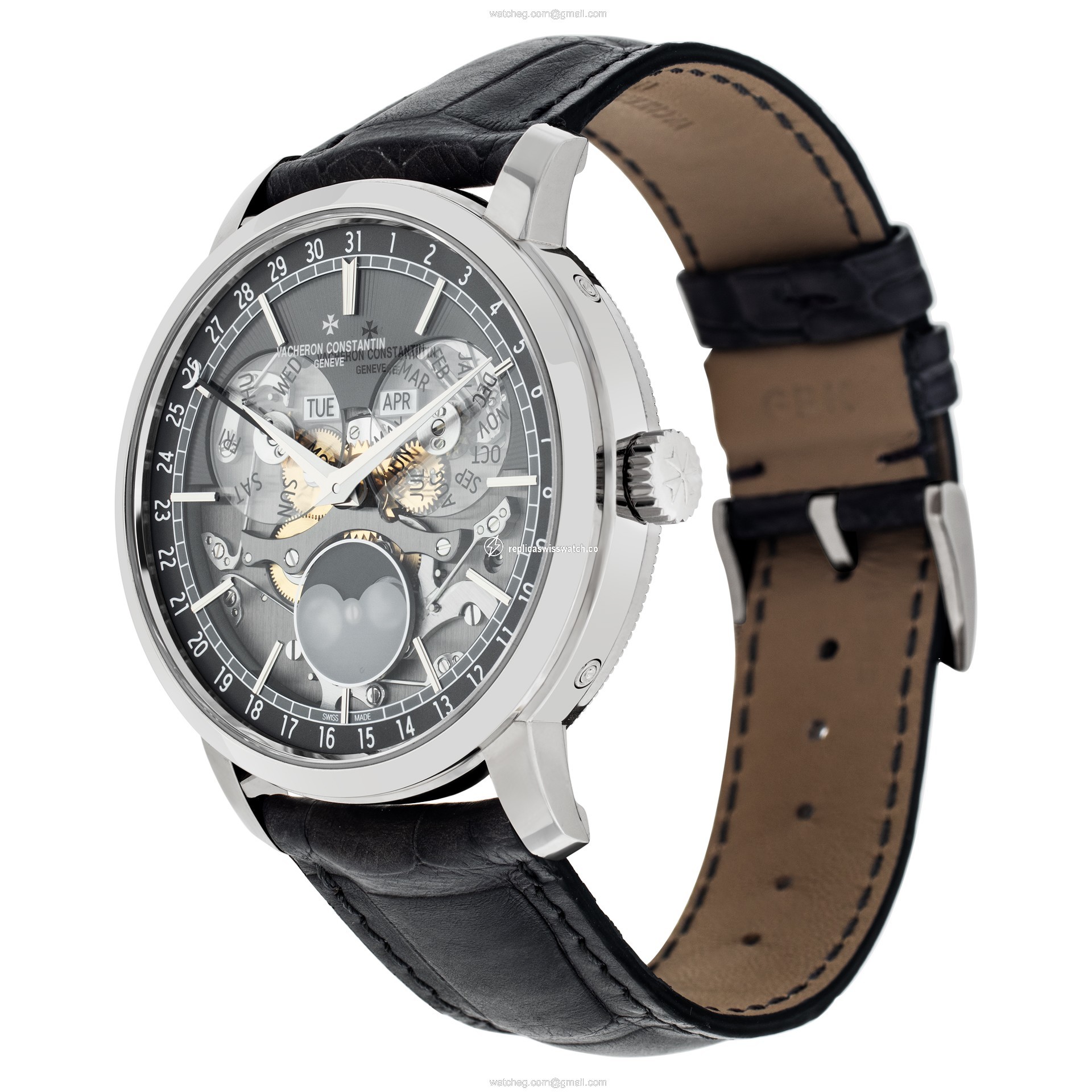 Vacheron Constantin 4020T/000G-B655 Traditionnelle Automatic Male 18k White Gold Replica