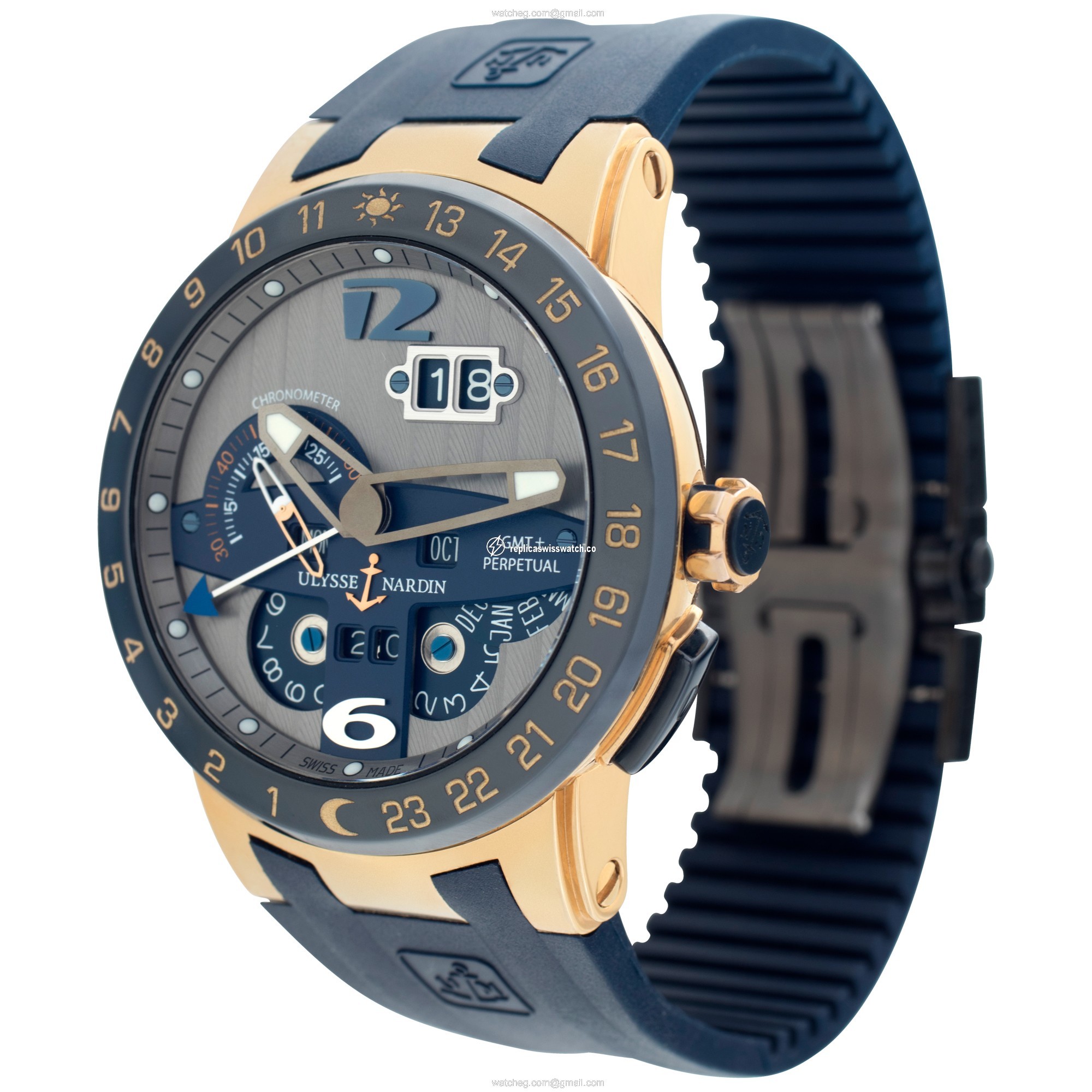 Ulysse Nardin 326-00 El Toro GMT Perpetual Automatic Male 18k yellow gold Replica