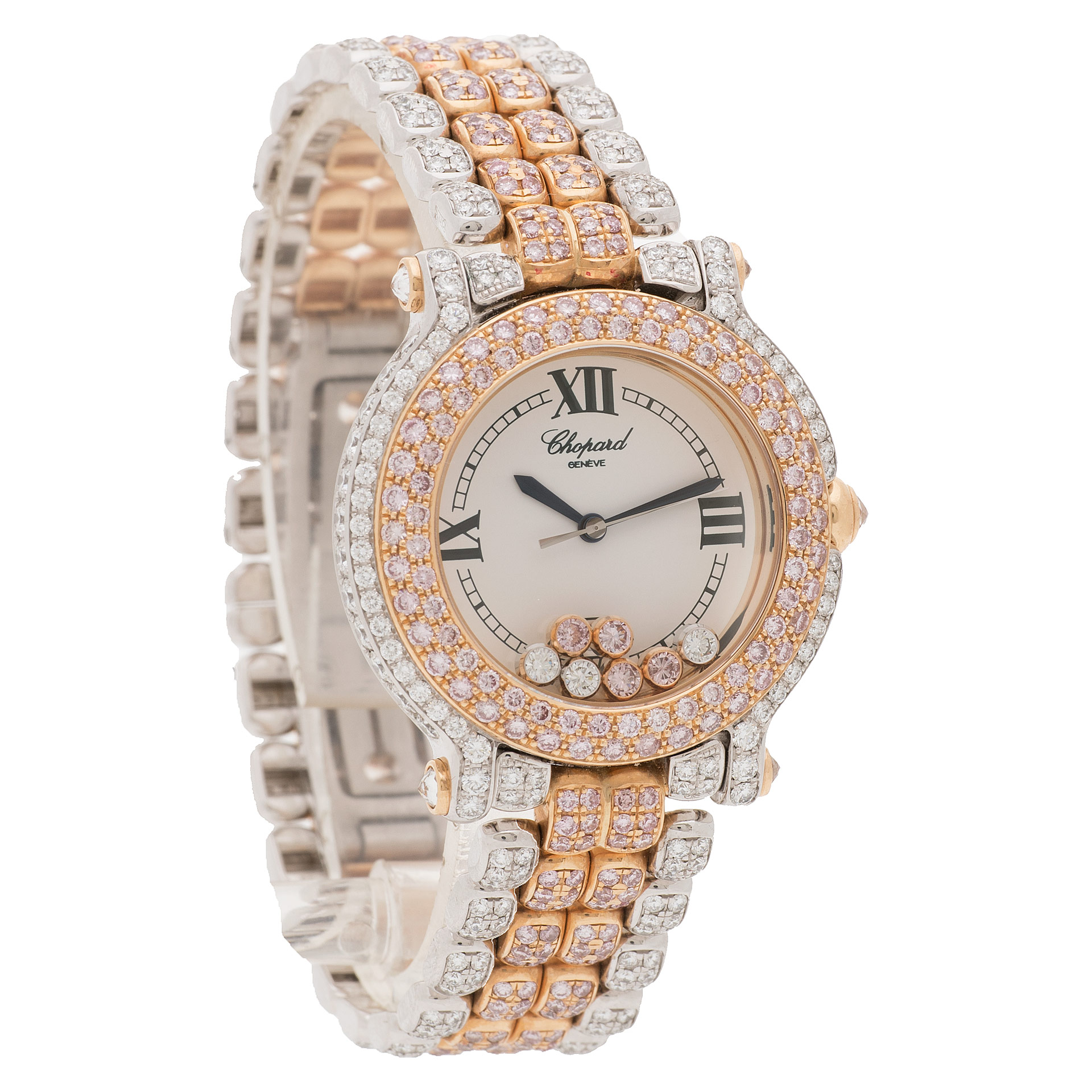 Chopard 27/6181-29 Happy Sport Quartz Female 18k White and Pink Gold Watches Chopard 27/6181-29 Happy Sport Quartz Female 18k White and Pink Gold Watches
