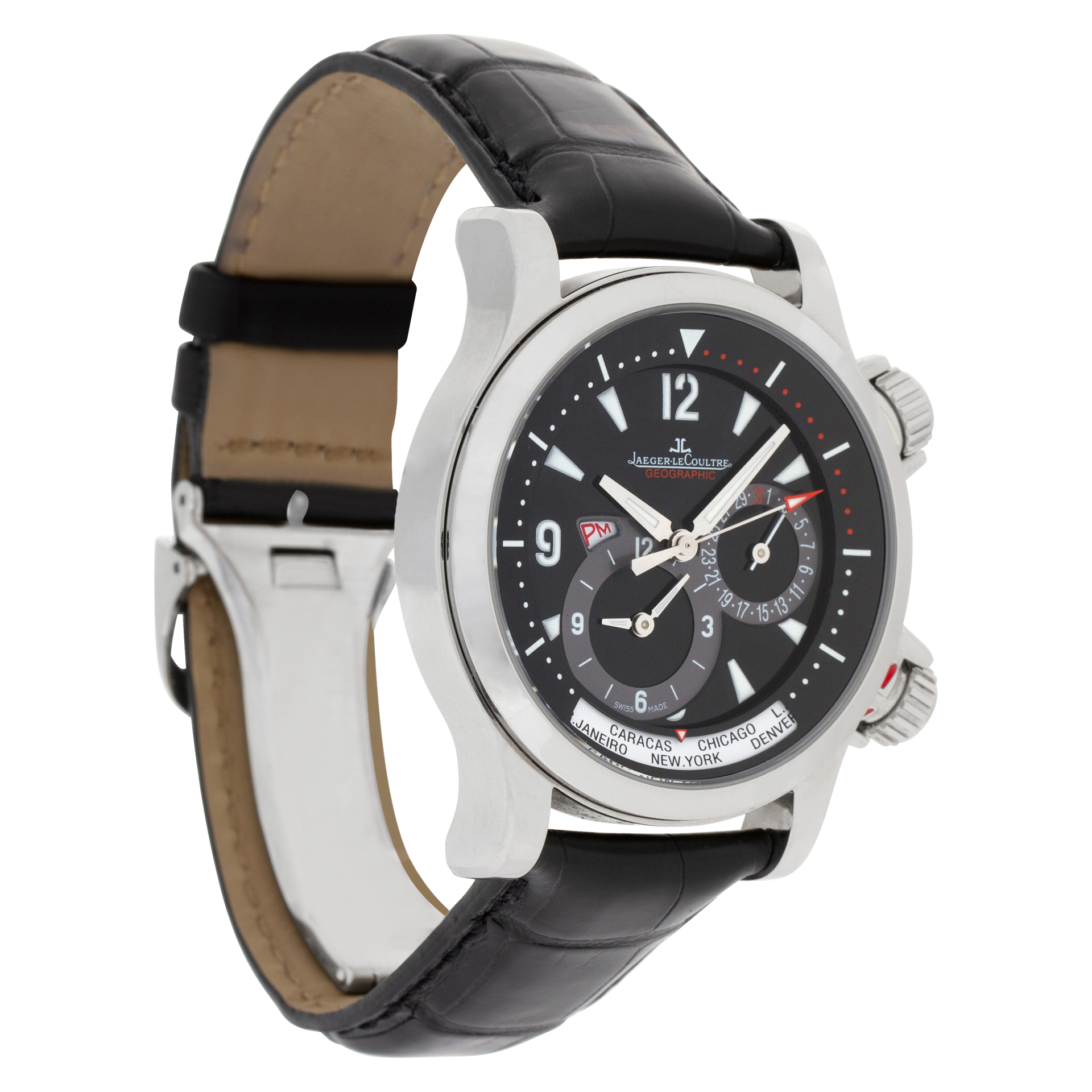 Jaeger LeCoultre 146.8.83 Geographic Automatic Male Stainless Steel Watches Jaeger LeCoultre 146.8.83 Geographic Automatic Male Stainless Steel Watches