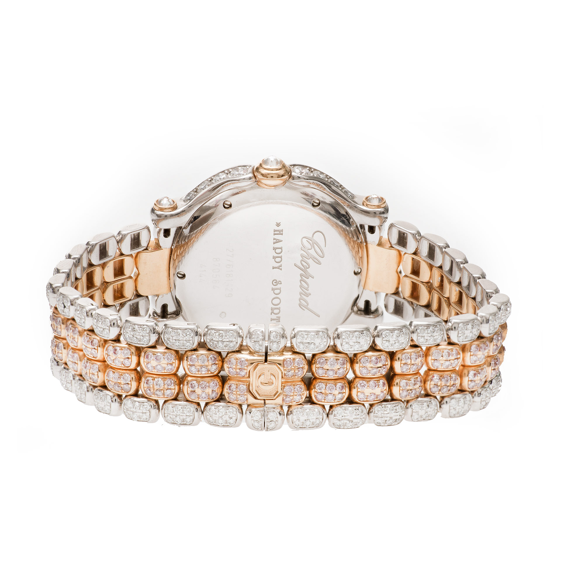 Chopard 27/6181-29 Happy Sport Quartz Female 18k White and Pink Gold Watches Chopard 27/6181-29 Happy Sport Quartz Female 18k White and Pink Gold Watches