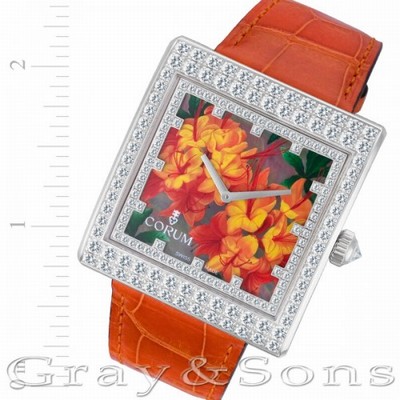 Corum 138.182.69 Buckingham Quartz Female 18k White Gold Replica Watches