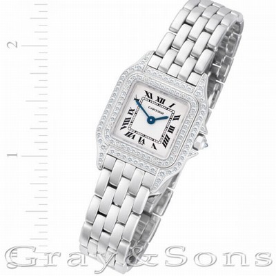 Cartier 1660 Panthere Quartz Female 18k White Gold Replica Watches