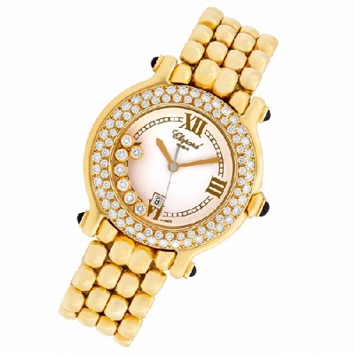 Chopard 27/6137-23 Happy Sport Quartz Female 18k yellow gold Replica Watches