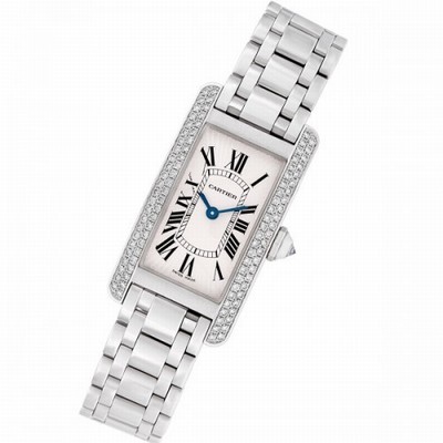 Cartier WB7018L1 Tank Americaine Quartz Female 18k White Gold Replica Watches