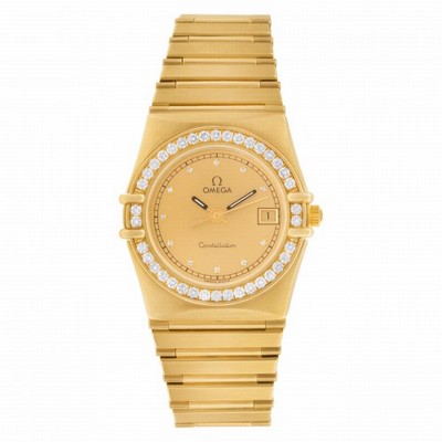 Omega Omega 3061 Constellation Quartz Female 18k yellow gold Replica Watches