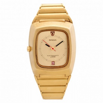 Omega 196.005 Electroquartz Quartz Male 18k yellow gold Replica Watches