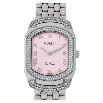 Rolex 6693 Cellini Quartz Female 18k White Gold Replica Watches