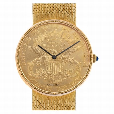 Corum 8890 $20 Coin Quartz Male 18k yellow gold Replica Watches