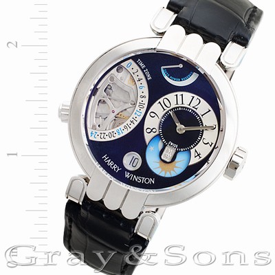Harry Winston 200-MMTZ39 Excenter Timezone Manual Male Platinum Replica Watches