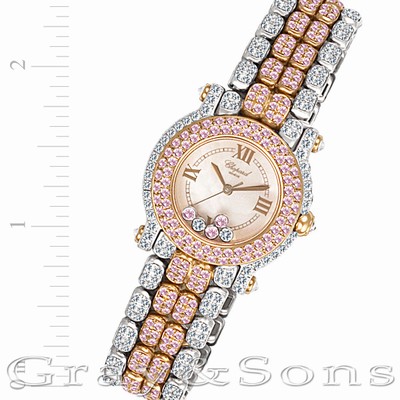 Chopard 27/6243-29 Happy Sport Quartz Female 18k White Gold Replica Watches
