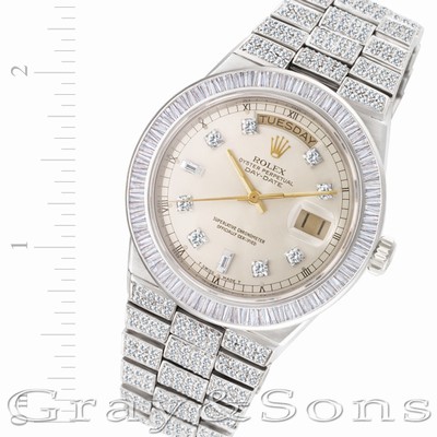 Rolex 19019 Day-Date Quartz Male 18k White Gold Replica Watches